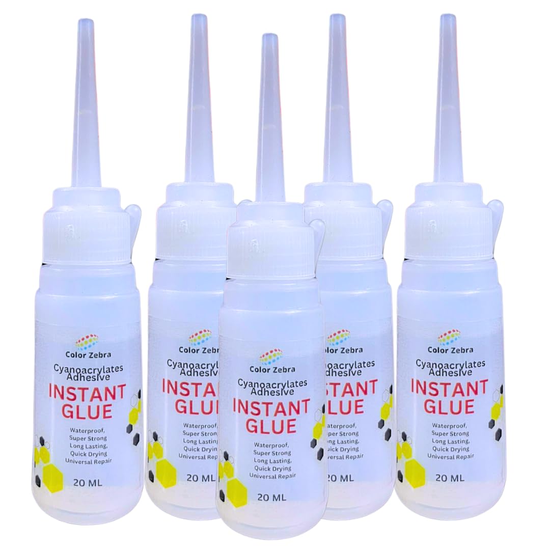 Color Zebra Instant Glue (Cyanoacrylate Adhesive) 5 x 20 ML Pack | General purpose instant adhesive For Super bonding of wood, paper, leather, Shoes, and fabric | For quick repairs | (B0CZDWFR8P) Amazon Price History, Amazon Price Tracker