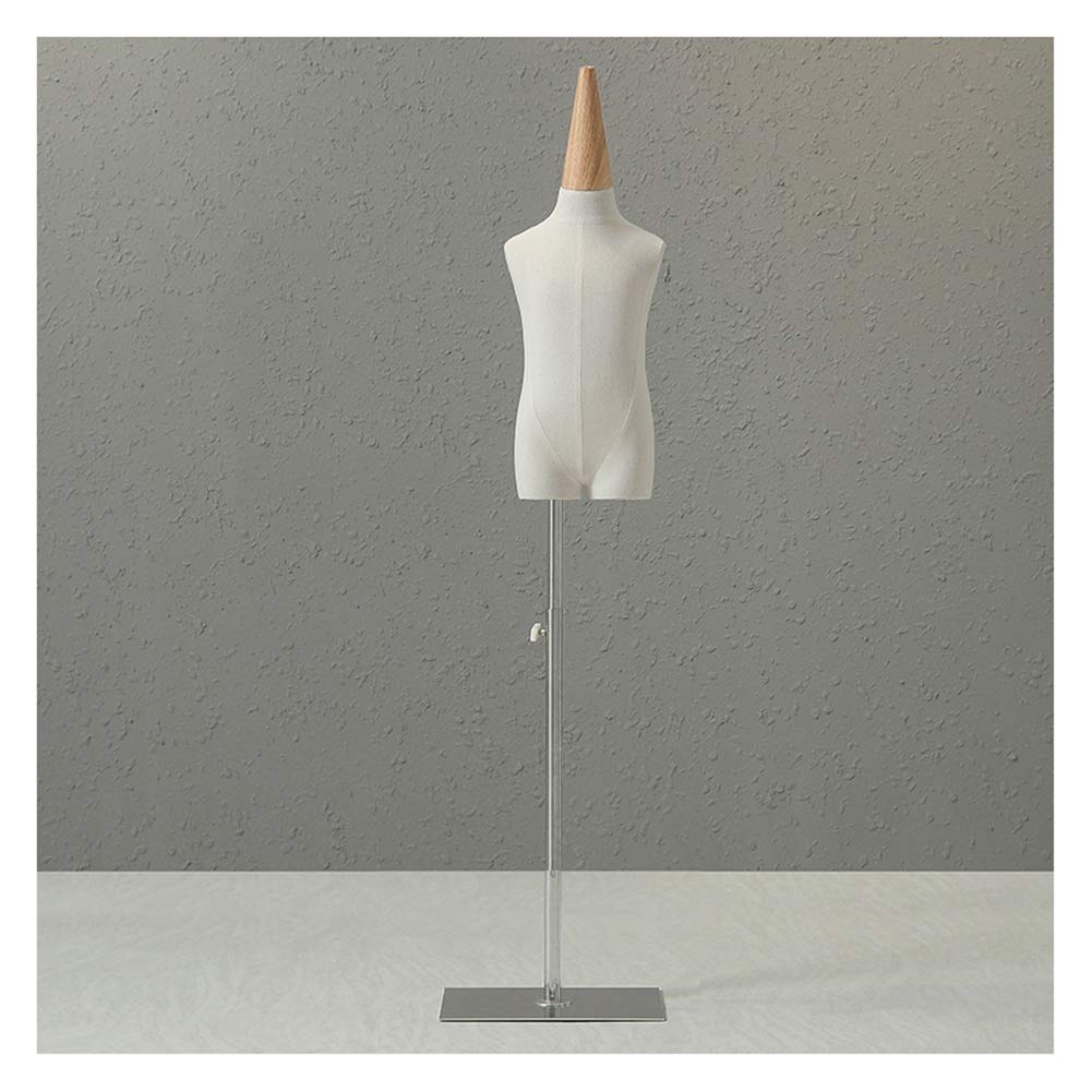 OTQEFTN Mannequins Child Torso Body Shop Window Model Clothing Display Stand, with Solid Wood Arms, Silver Square Shape Base, 2 Styles 3 Sizes