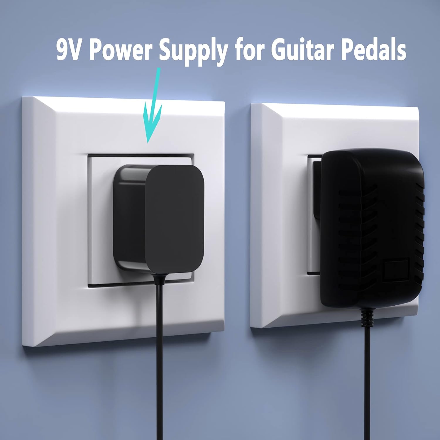 Replacement for 9V Guitar Pedal Power Supply 9 Volt Power Supply for Guitar Pedals，1A Tip Negative with 5 Way Daisy Chain Power Cable