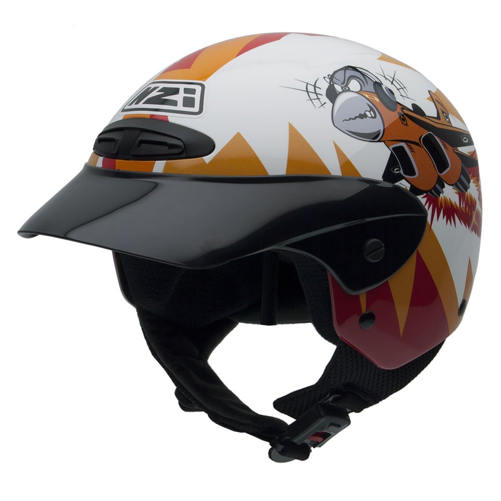 NZI Single Jr II Graphics Motorcycle Helmet, Orange/Red/Black