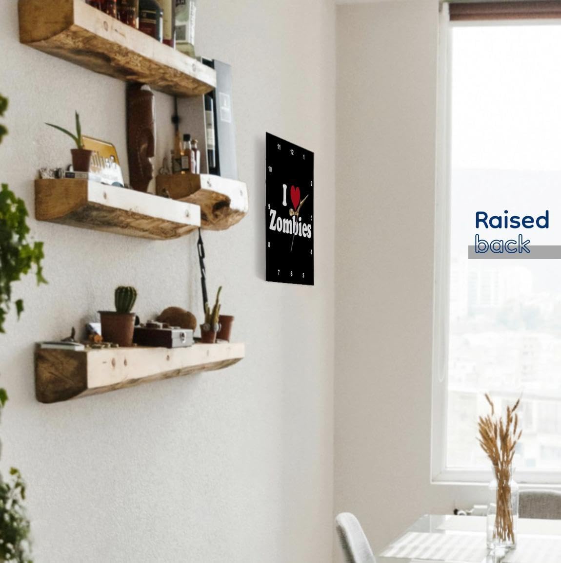 3dRose Wall Clock Silent - 15 inch - I Love Zombies - Andrews ZeGear Love