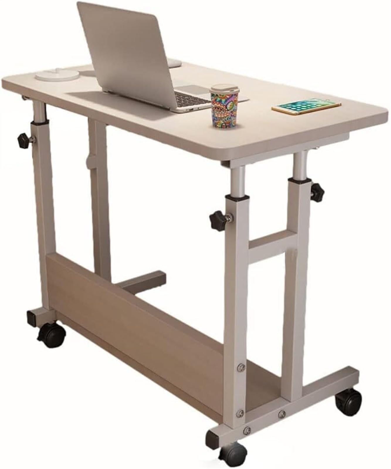 Tavolo Servitore Tavolino servitore con Ruote, scrivania, Vassoio per Laptop, sopra Il Letto, scrittoio per Computer con Ruote, Altezza Regolabile, per sedersi e Stare in Piedi, Portatile, n