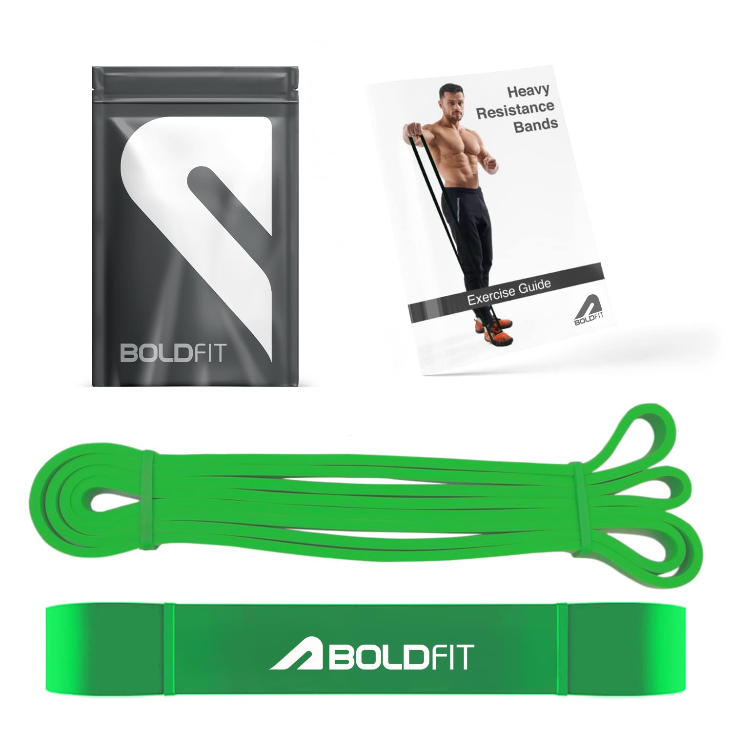 Boldfit Heavy Resistance Band for Exercise & Stretching (Green)(Material: Synthetic Rubber)
