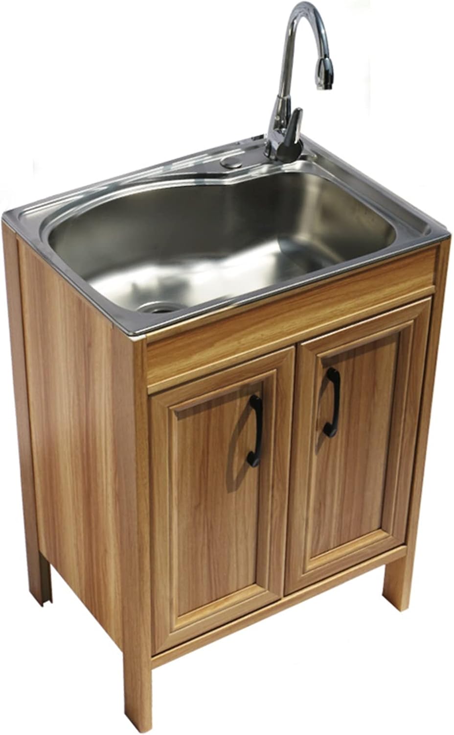 Laundry Cabinet with Faucet and Stainless Steel Sink with 1 Storage Compartment Hand Washing Station for Utility Room, Kitchen, Bathroom (Size : C)