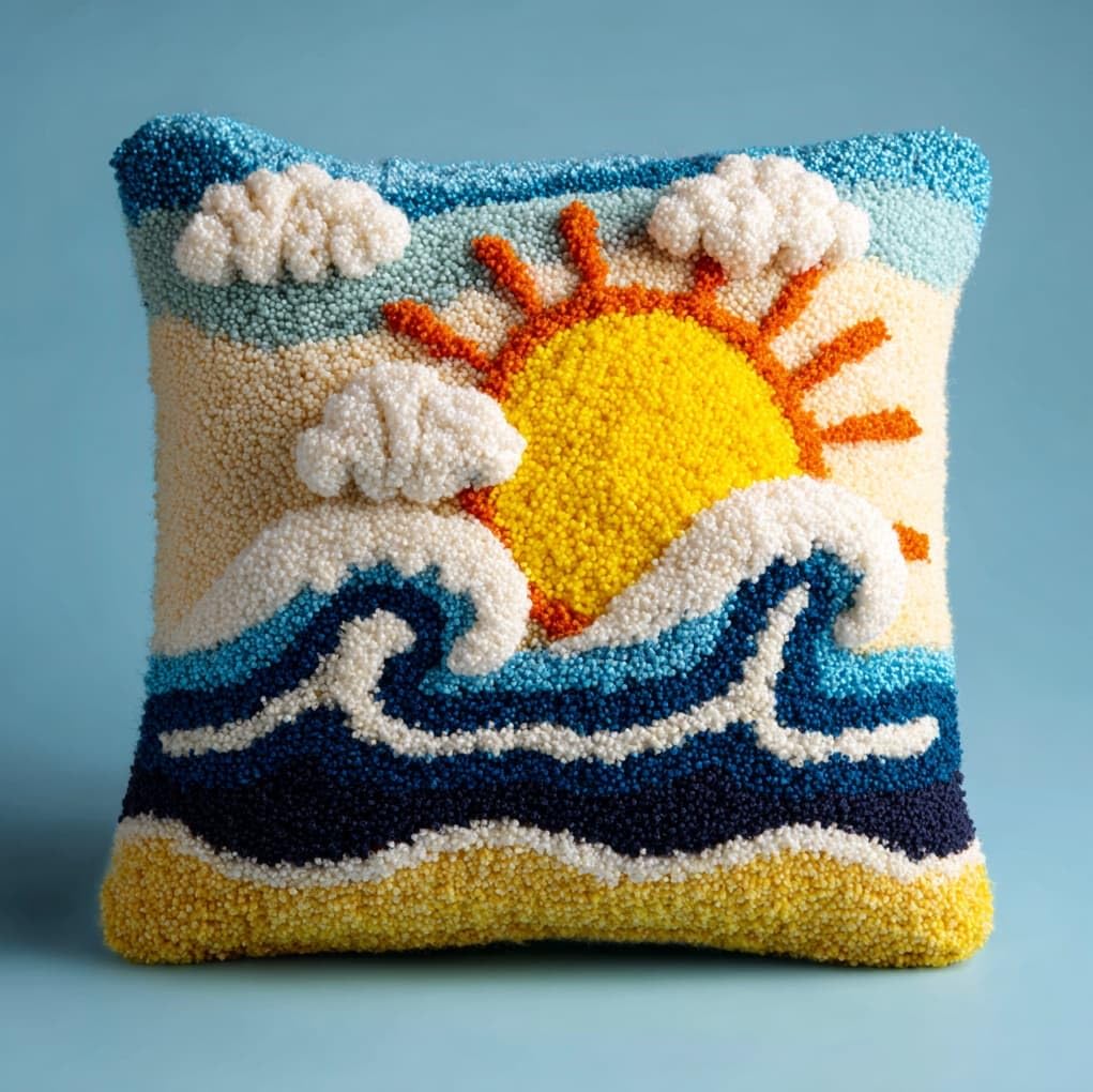 Axiangzik Cartoon Clouds Latch Hook Pillow Kit 43X43cm,