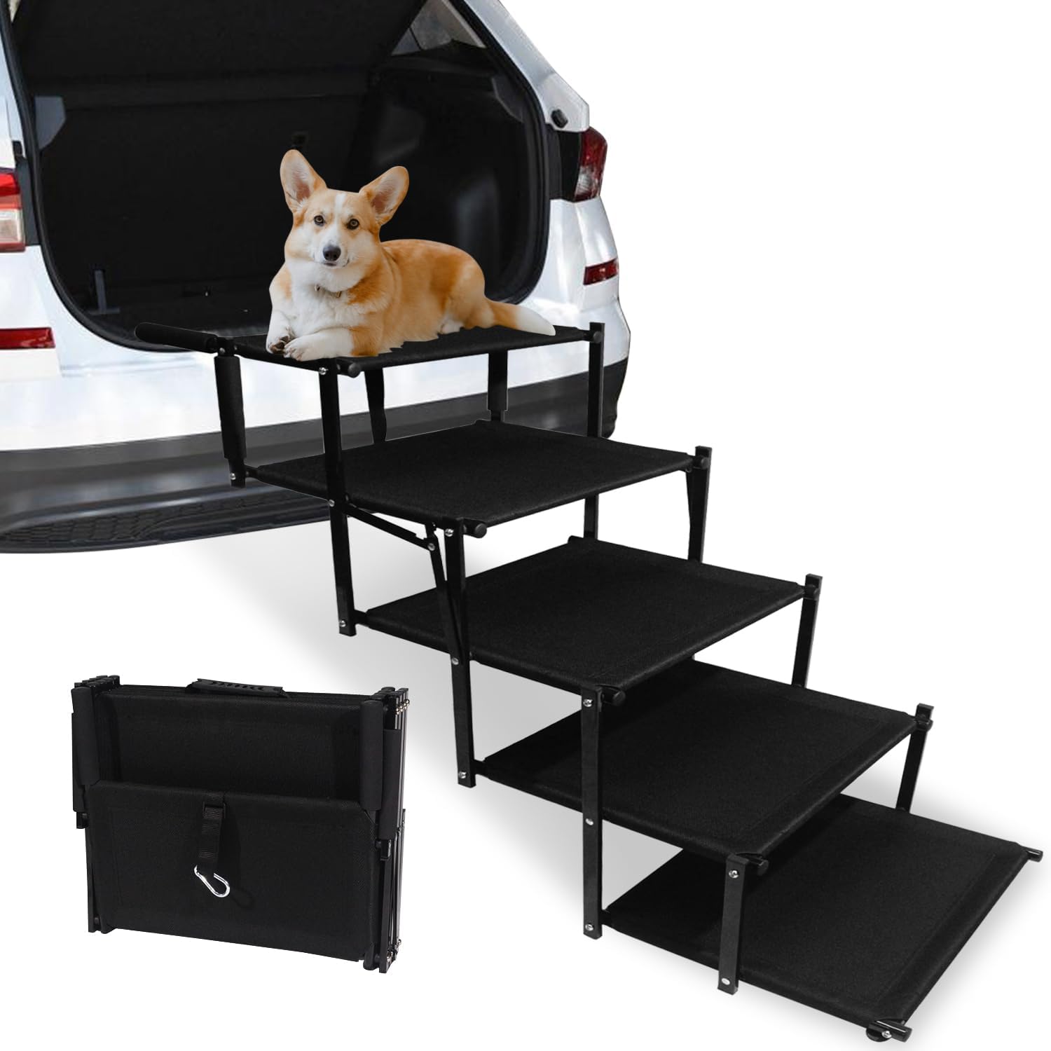 Haniml Dog Ramp for Car with Portable Aluminum Fram for