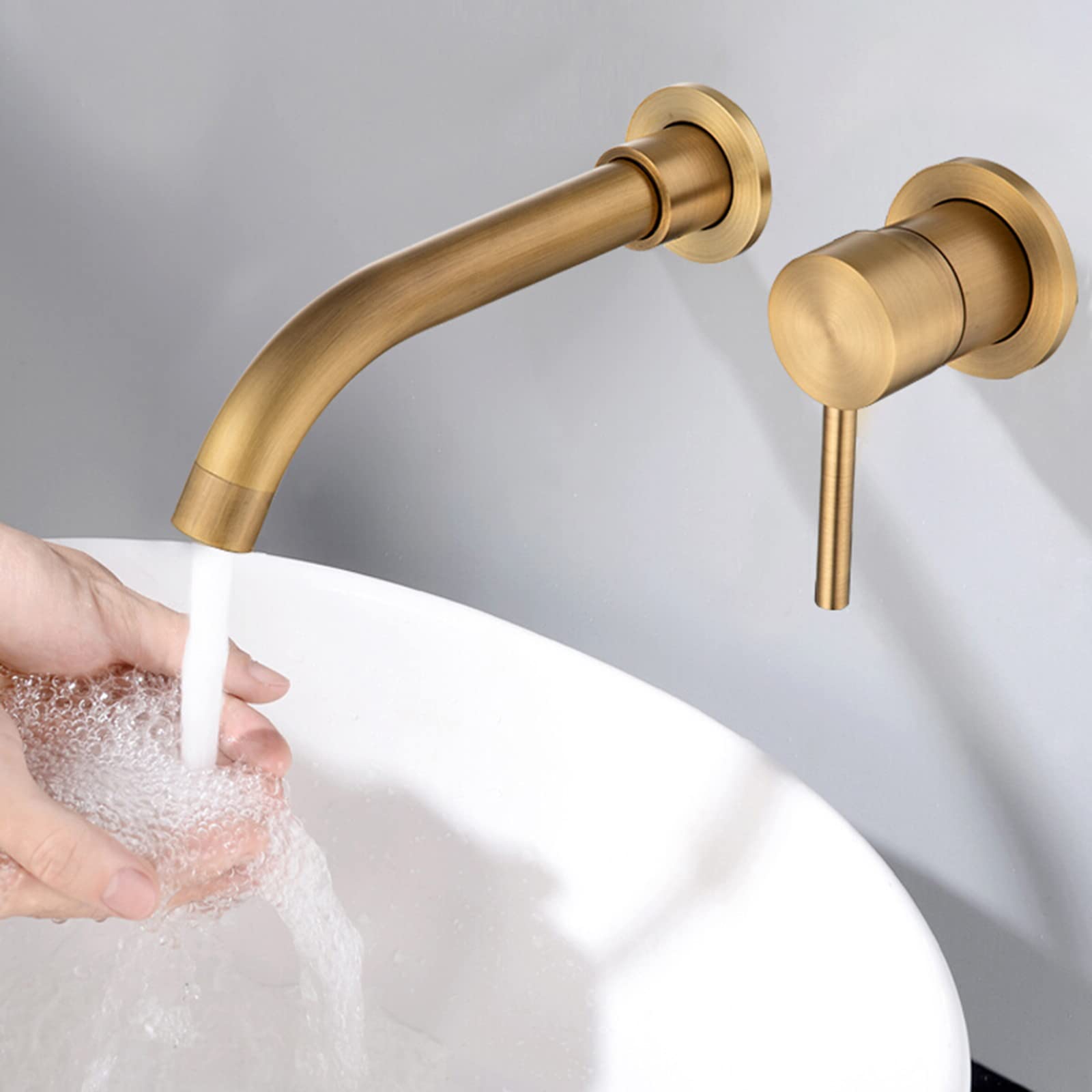 ZYCDP Waschtisch-Wandarmatur – 360° Drehbarer Mischbatterie-Wasserhahn In Antik-Optik