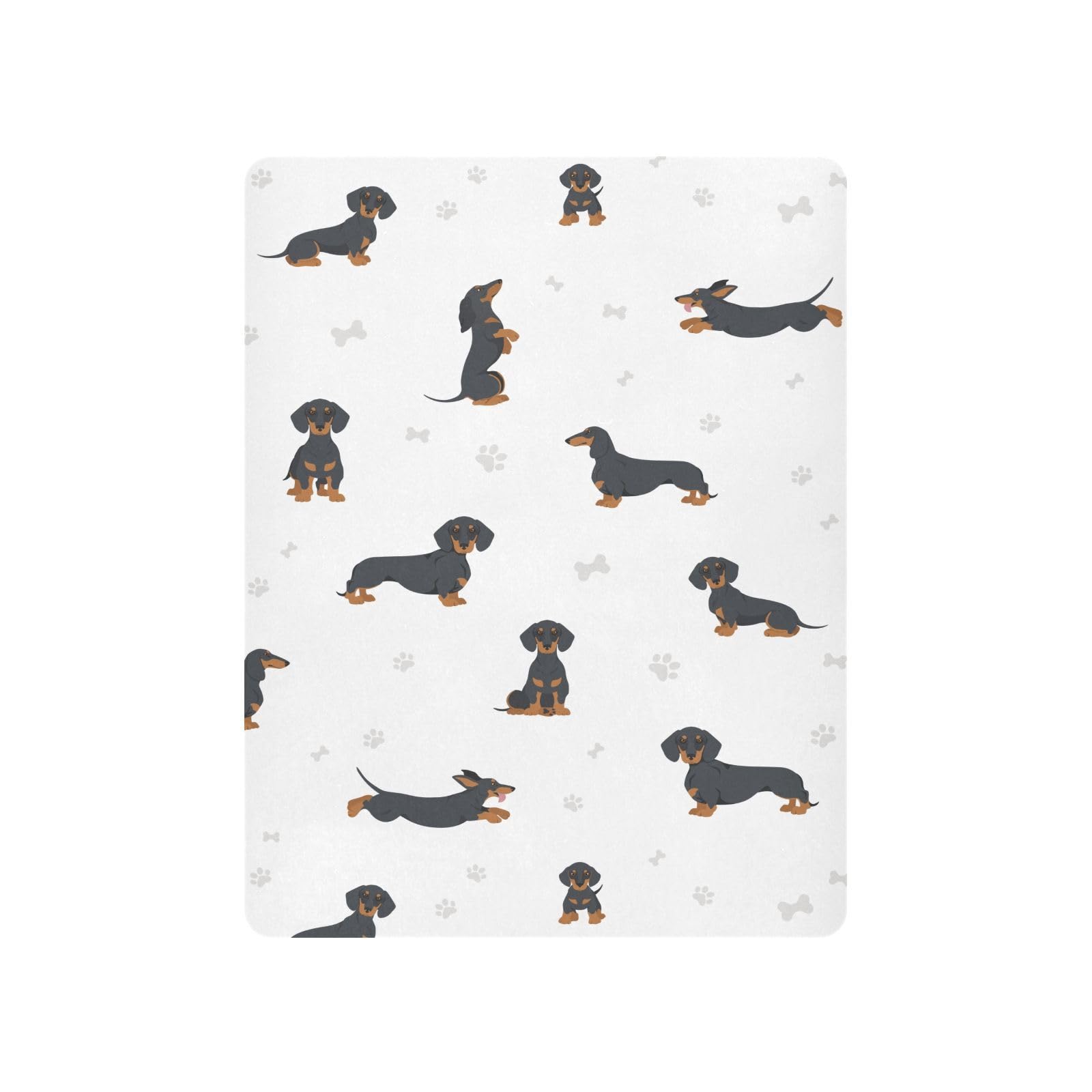 Black Dachshund Toddler Baby Crib Sheets, Neutral Mini Crib Mattress Sheets Fitted, Soft & Breathable 52 * 28 * 9In