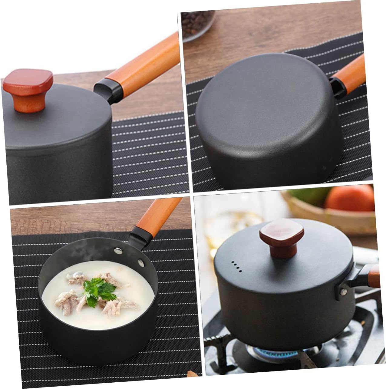 LIFKOME Non-stick Iron Soup Pan Household Milk Pot for Induction Gas Stoves Versatile Kitchen Cookware for Soup Sauce Noodles Easy Cleanup