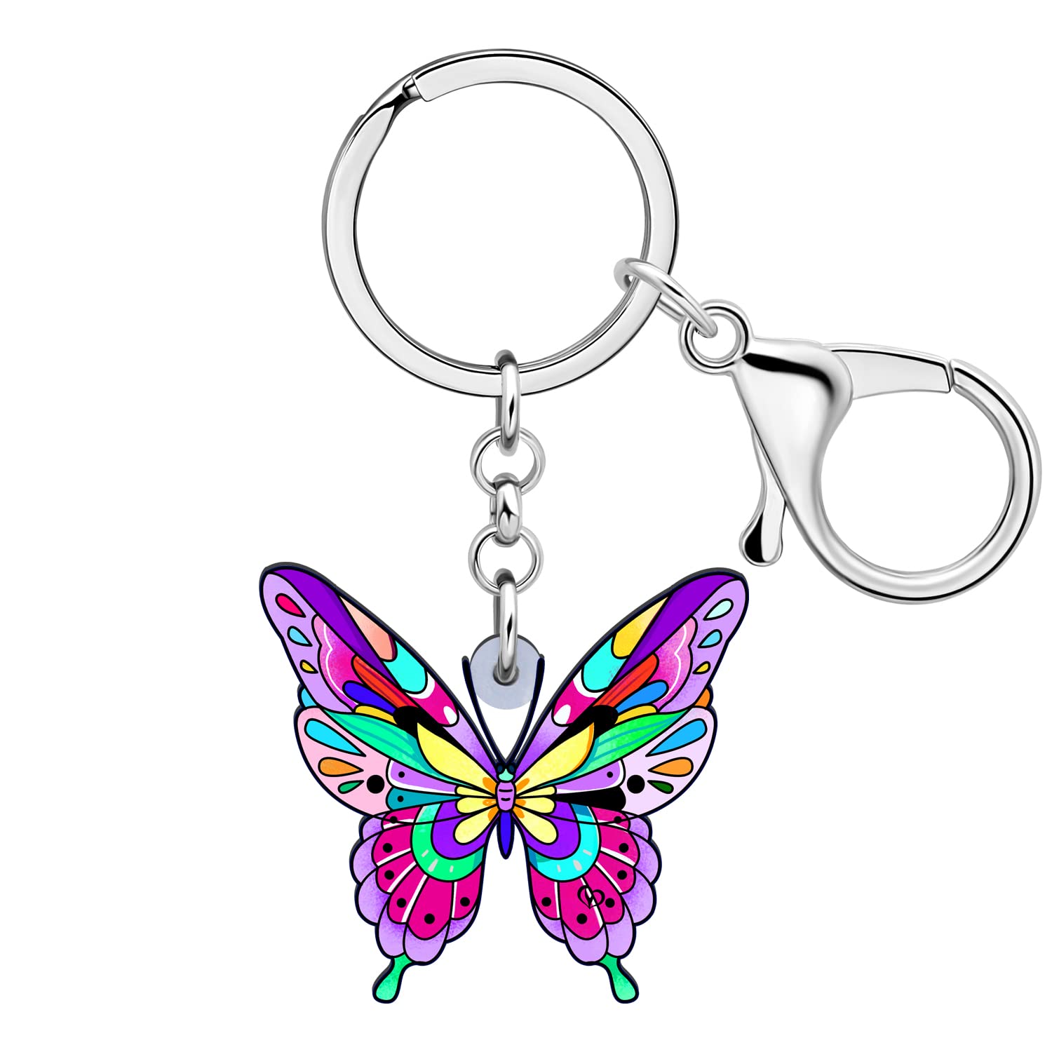 DUOWEI Vibrant Butterfly Keychain Acrylic Insect Keyring Bag Car Key Decoration for Women Teen Girl Charm Gift