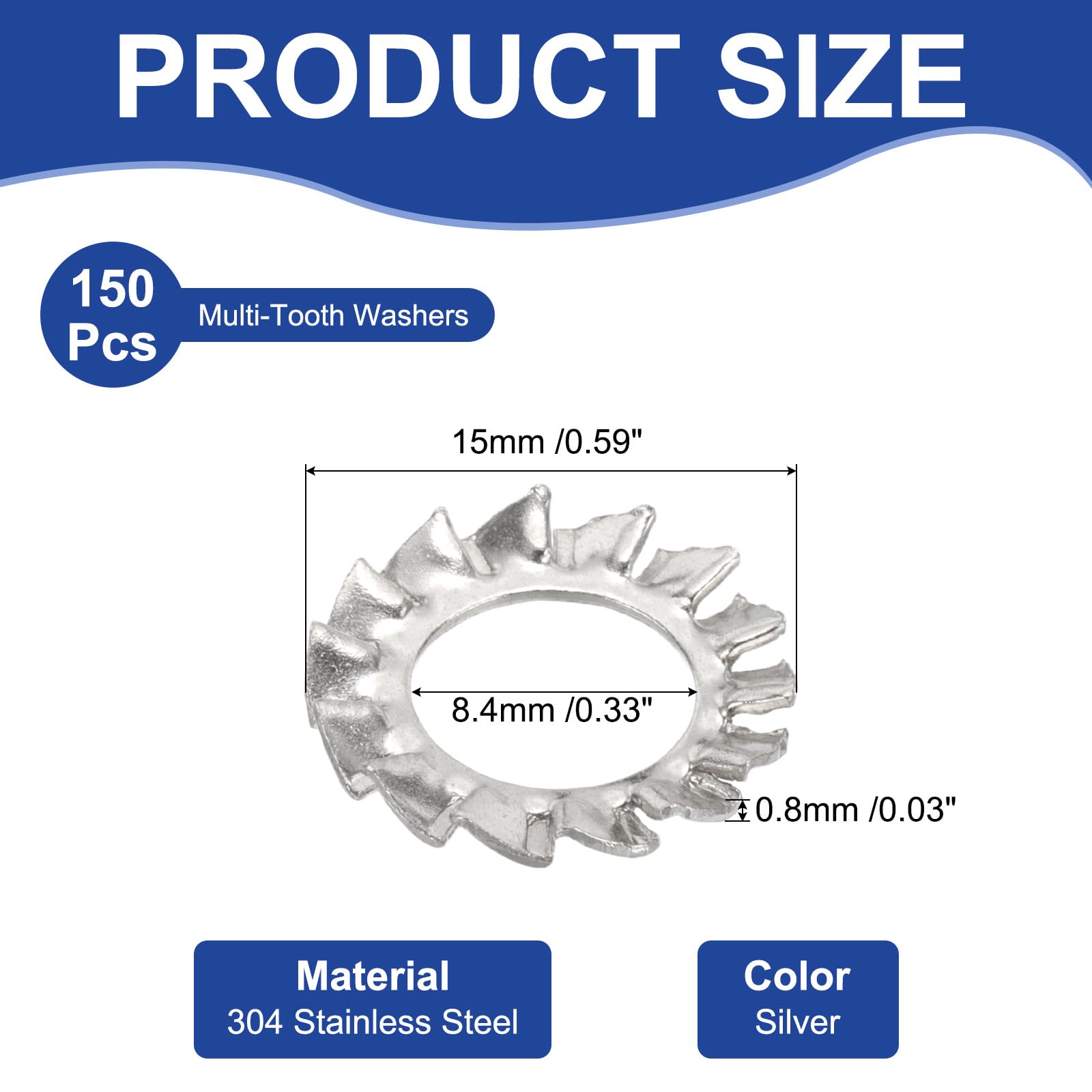 PATIKIL M8 External Tooth Lock Washers - Image 2