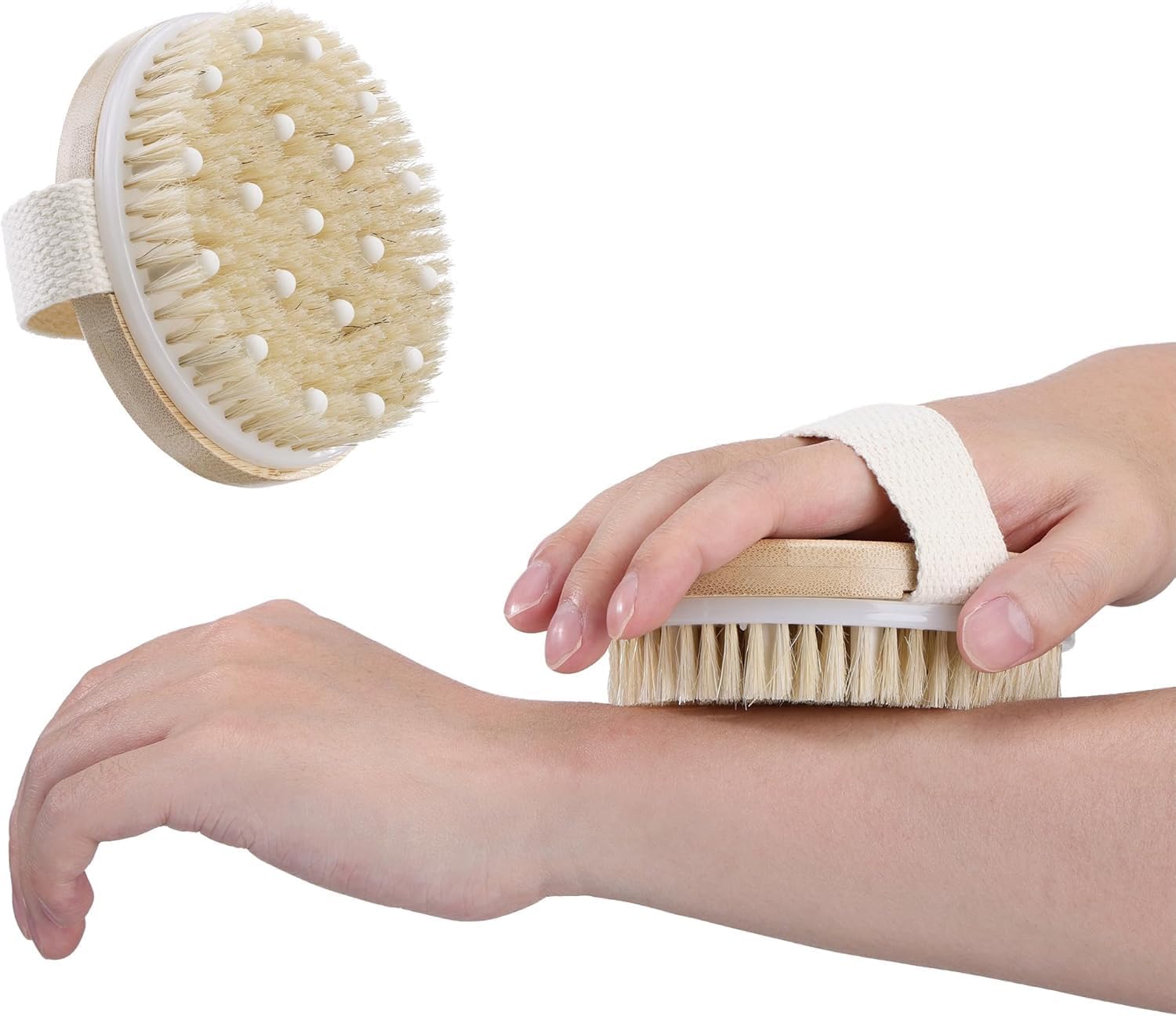 BuntyChiku Wooden Blood_Circulation Bath Brush With Massager | Natural Bristles | Dry Brushing Removes Dead Skin, Treats Cellulite & Stimulates Blood Flow