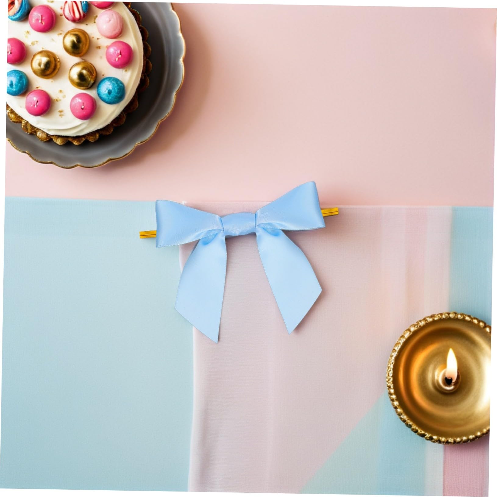 Anneome 100 Pezzi Fiocchi Twist Tie Azzurri per Sacchetti Regalo Fiocchi Pre-legati per Incarto Regali Feste Artigianato Chiusura Veloce e Decorativa