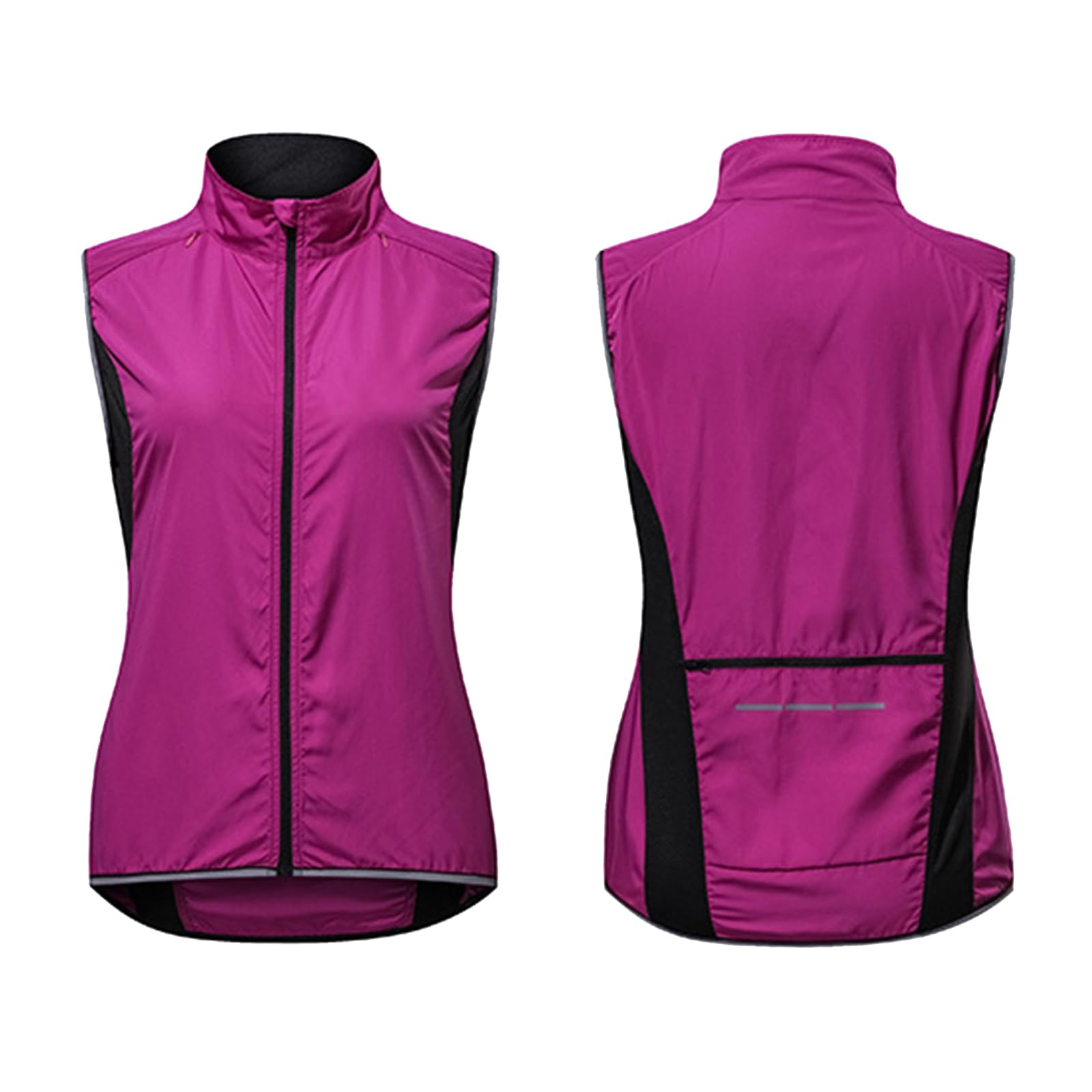 ARMAAN Chaleco de Ciclismo para Mujer Ultraligero con Cuello Alto Softshell Chaleco para Correr Reflectante a Prueba de Viento Impermeable Bicicleta sin Mangas Chaqueta Ciclismo MTB Trajes,Purple-L