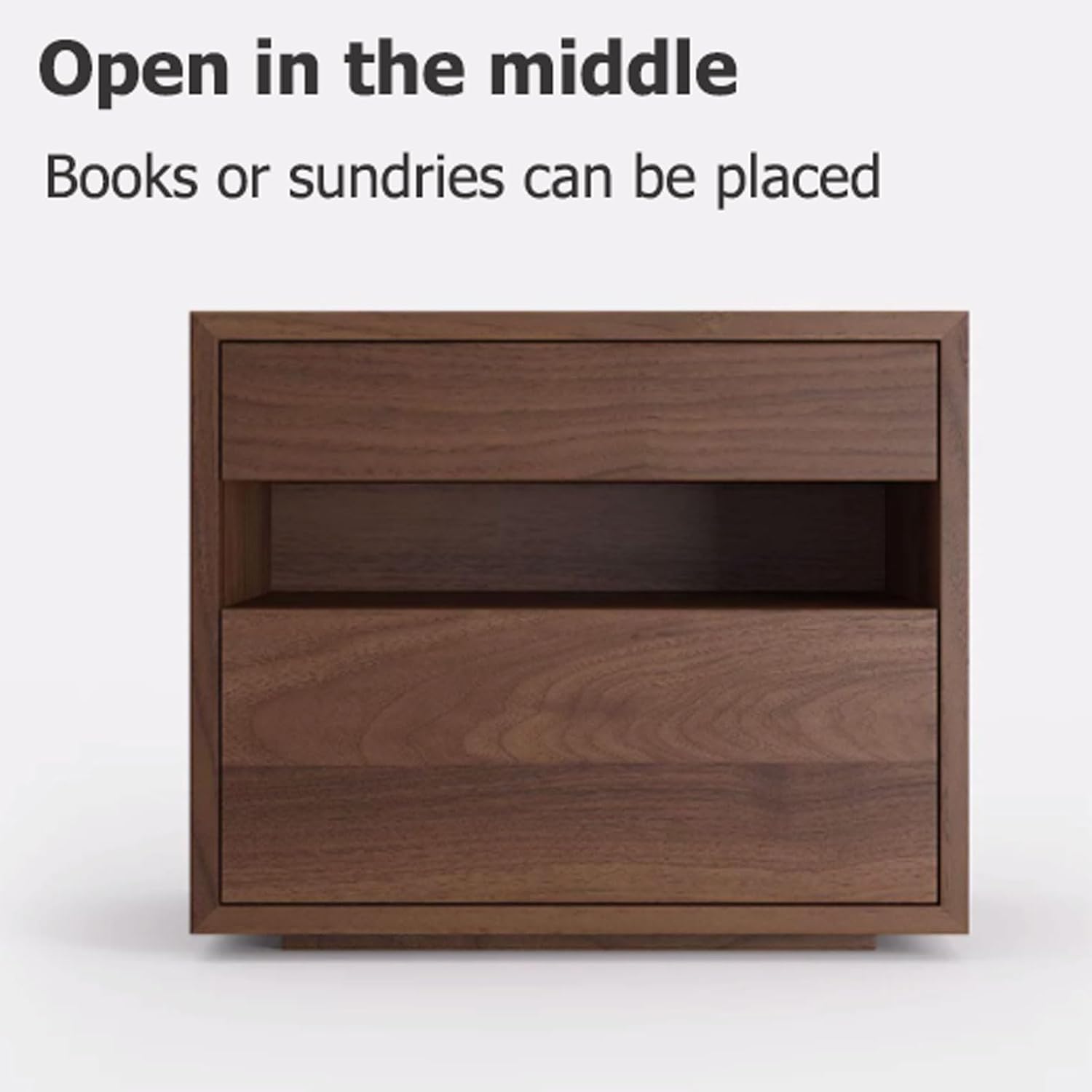 SOBOUR Rectangular Wood Night Stand for Bedroom Storage Bedside Table with 2 Drawers Minimalist Side Table for Living Room Dresser Nightstands Slim Nightstand