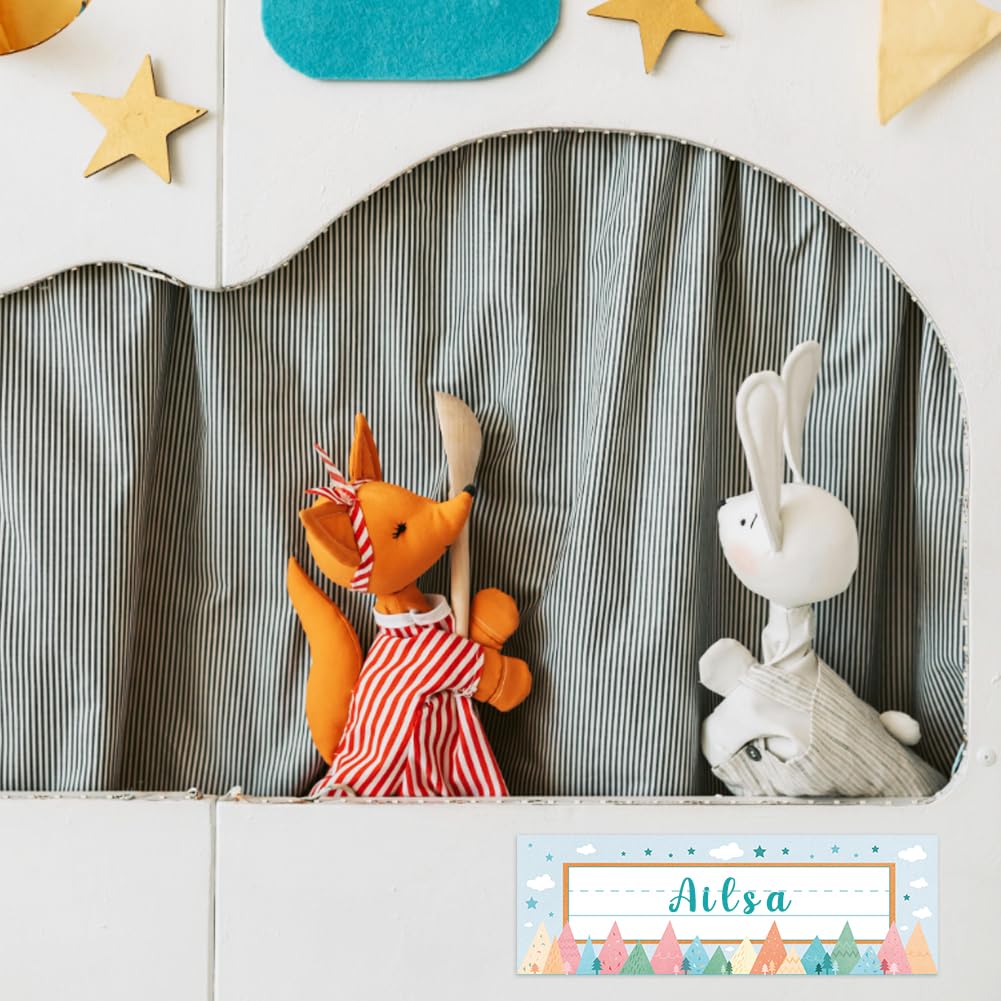 PH PandaHall 40pcs Classroom Desk Tags, Boho Mountains Desk Name Tags Desk Nametags Locker Name Plates Student Name Tags Teacher Name Plate for Classroom Cubbies Desks Cabinets Filing Storage - Image 6