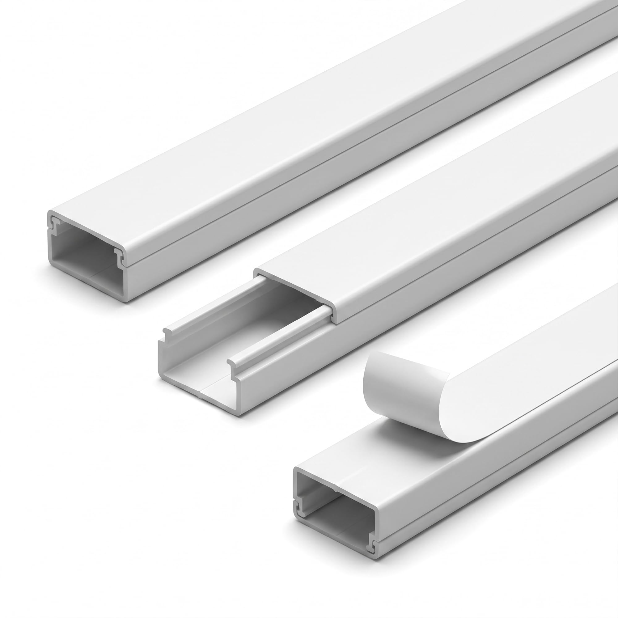 25x40mm White Cable Trunking, 2M Self Adhesive Cable Cover Paintable