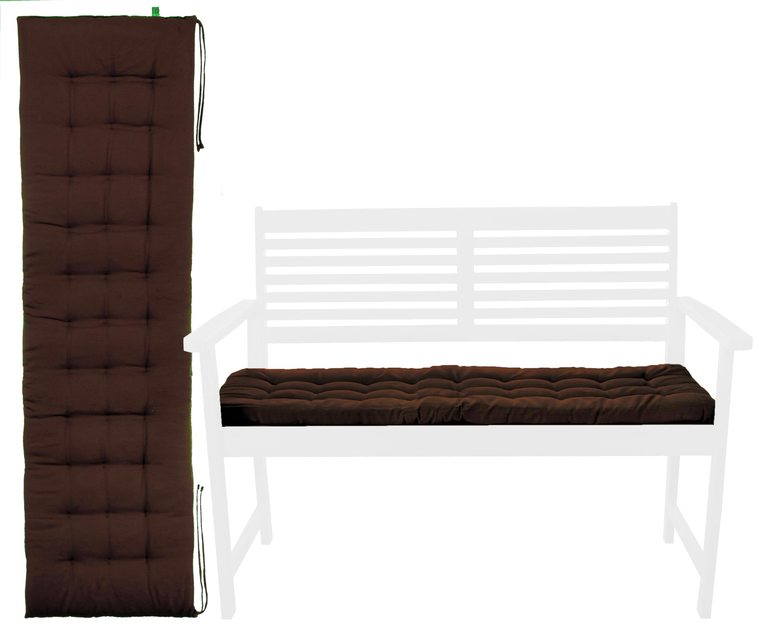 Brandsseller Cuscino per panchina, per esterni/interni, trapuntato, 27 (marrone, 140 x 40 x 4 cm)
