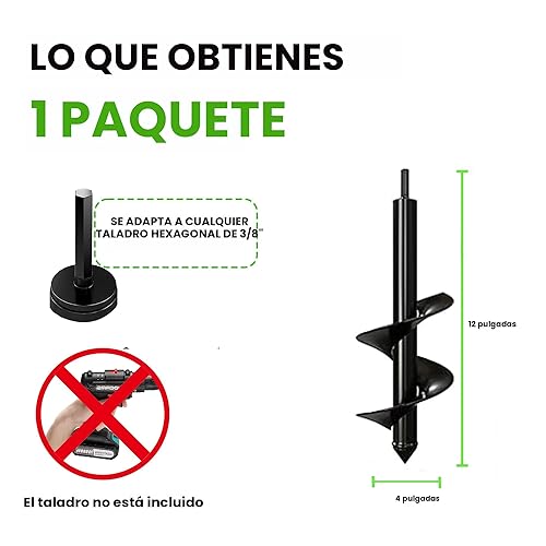 Miniatura 2 de K-Brands Broca barrenadora para plantar, 4 x 12 pulgadas, perfora en espiral, para plantar bulbos, plantas de cama, hacer agujeros de sombrilla,