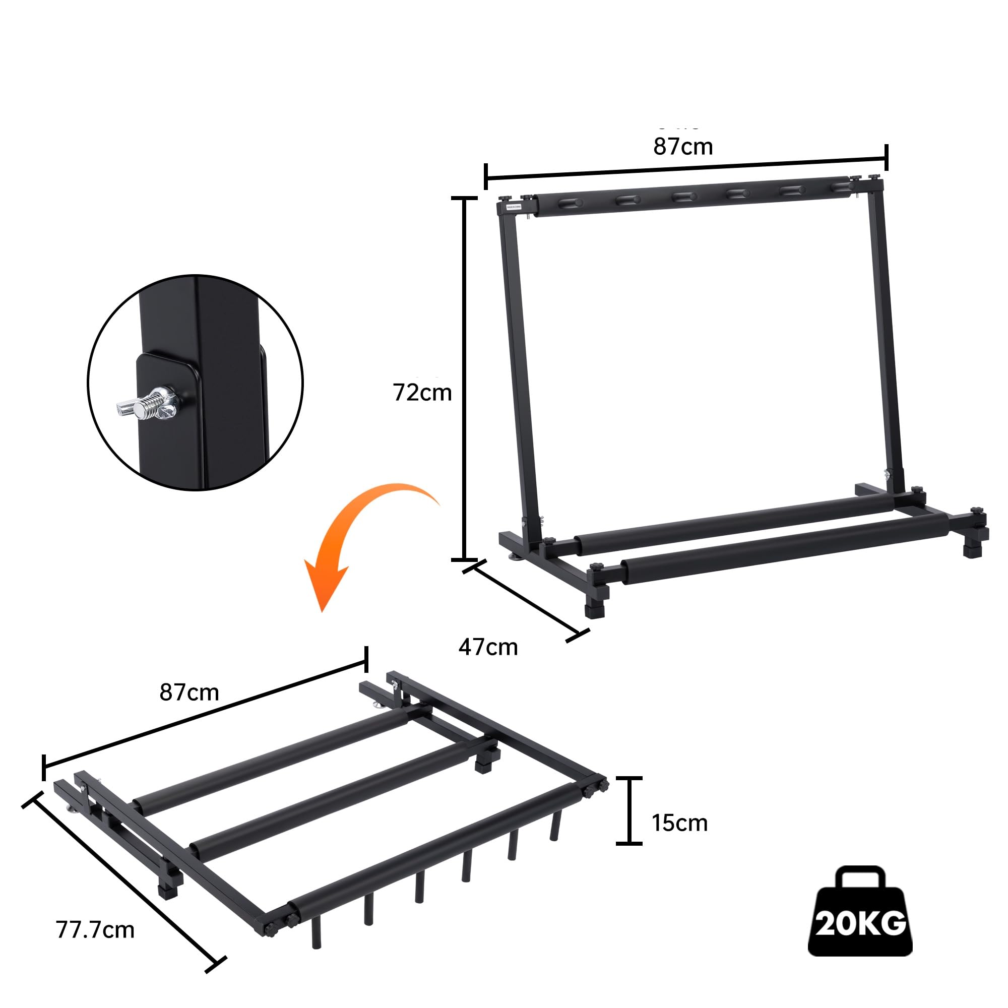 Soporte Guitarra de suelo para 5 instrumentos | Rack plegable universal para guitarra eléctrica, acústica o bajo | Estructura metálica resistente con protección de espuma y montaje sin herramientas