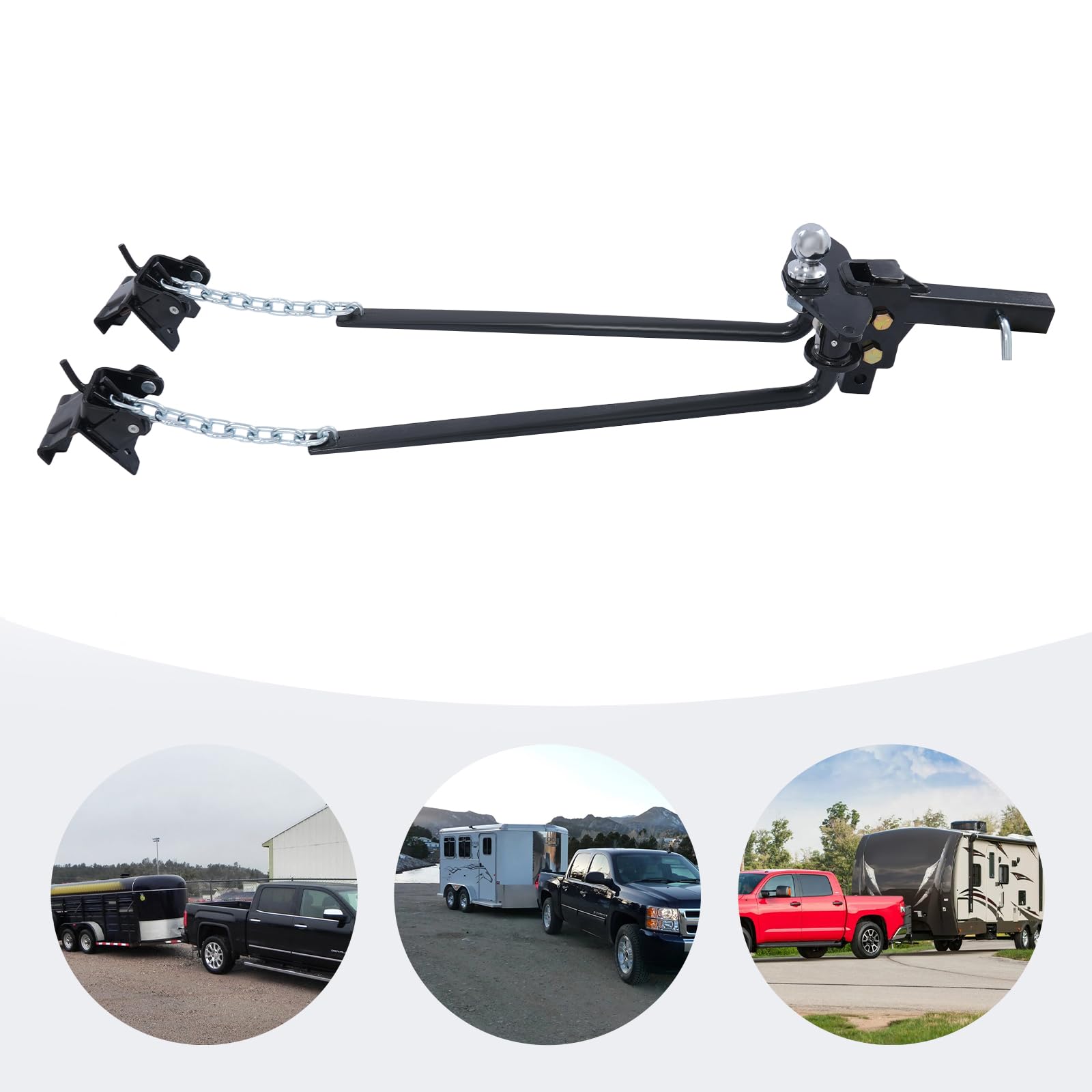 Anhängerkupplung mit Gewichtsverteilung 1000 lbs / 454kg Zugkraft,Wohnwagen Stabilisator,Gewichtsverteilungskupplung für 7 Zoll Rahmen inkl.Montageset für Camper Boot PKW