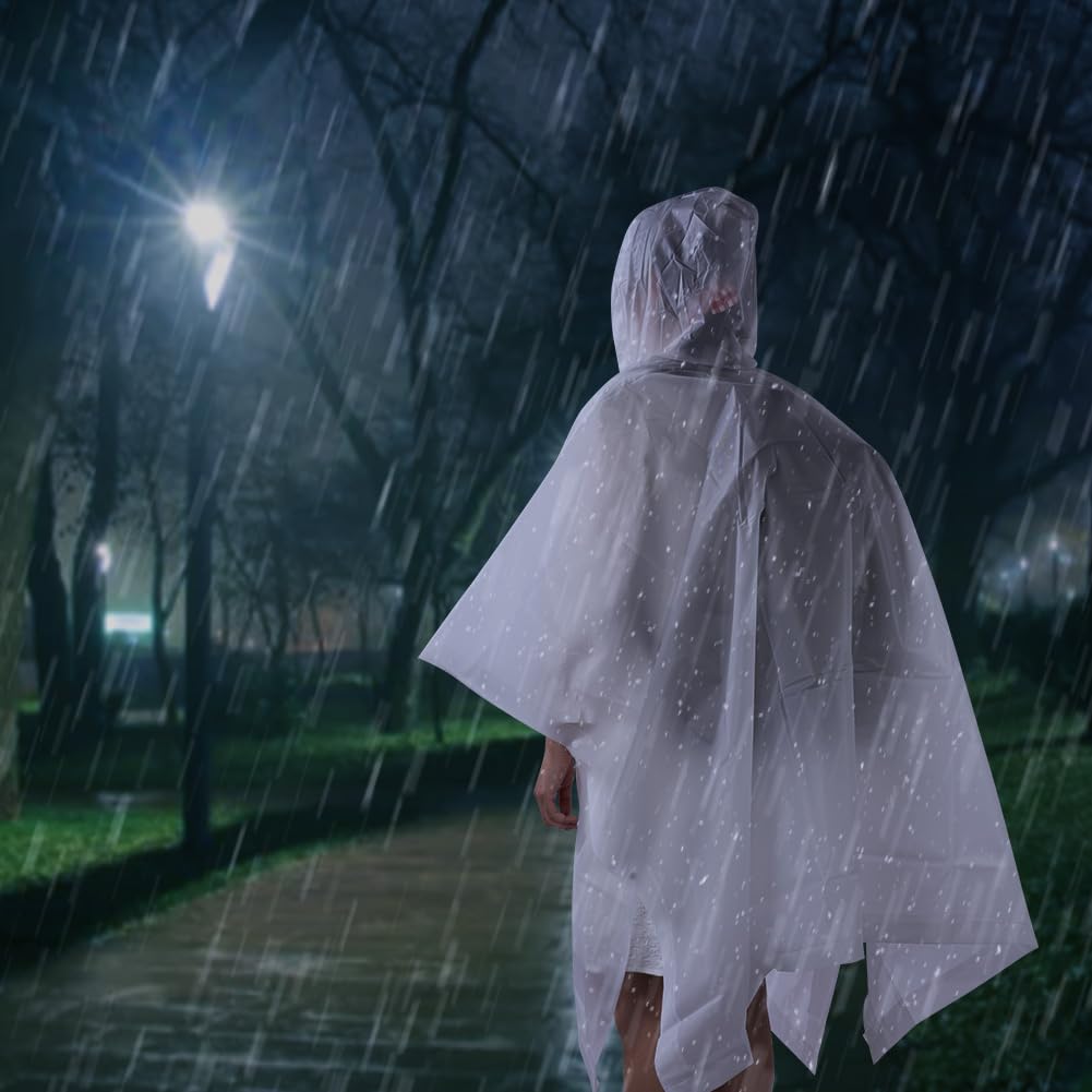 flintronic Poncho, EVA Poncho Impermeabile Riutilizzabile, Impermeabile Portatile con Cappuccio per Adulto, Poncho Antipioggia per Uomo e Donna, per Campeggio, Escursionismo