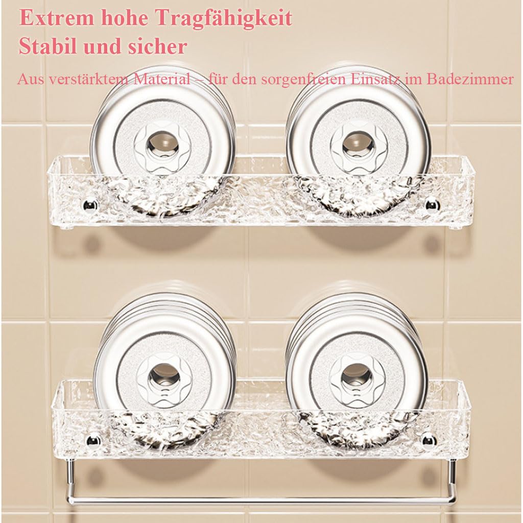 Duschablage Ohne Bohren Badezimmer Organizer, Eckregal Wandregal mit Handtuchständer, Transparente Aufbewahrung für Badezimmer, Toilette und Küche,A,30cm