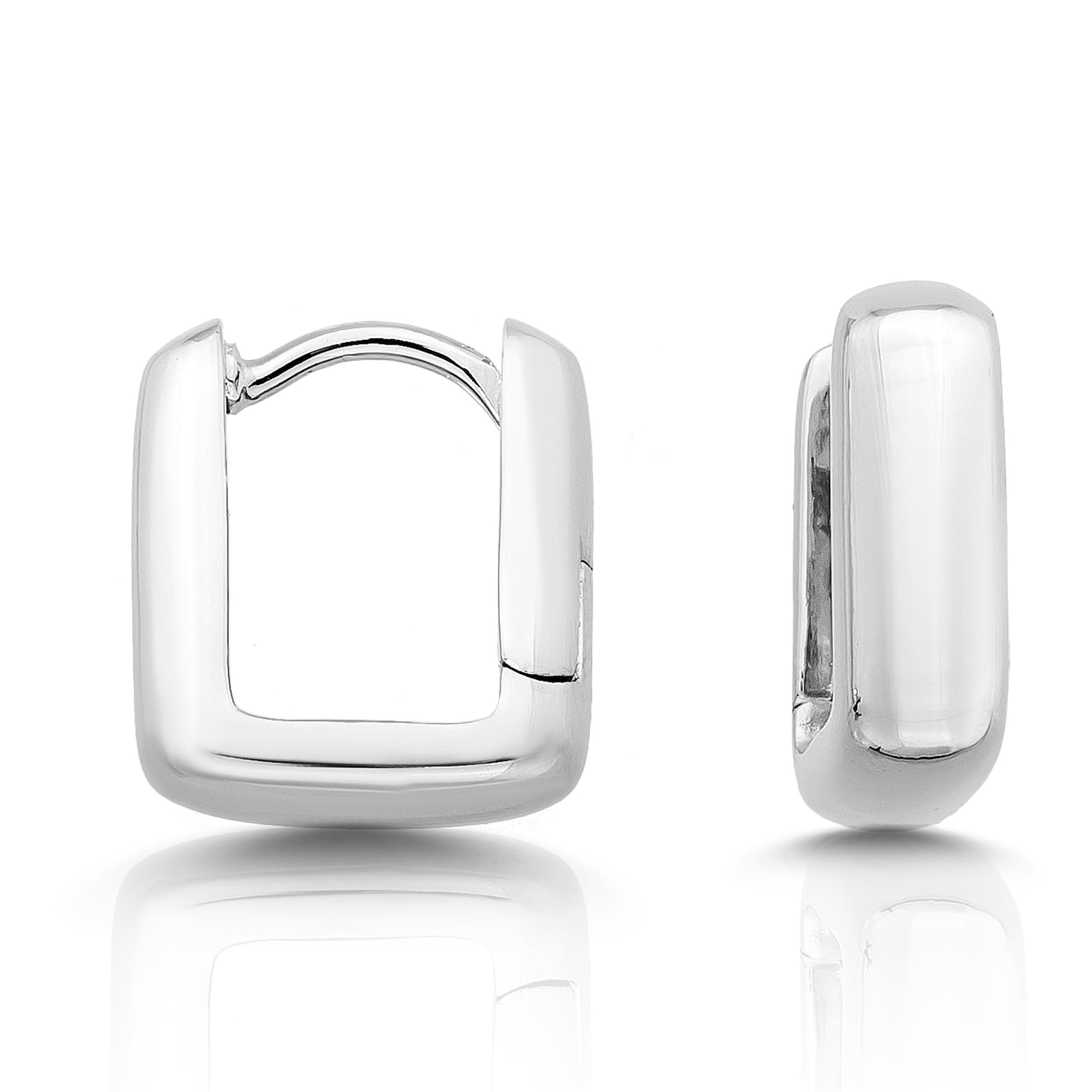 CASSINI Rechteckige Ohrringe Silber 925 – Breite Creolen Silber 925 Klein aus 925 Sterling Silber, Hochglanzpoliert Creolen Silber, Ohrringe Allergiefrei, Nickelfreier Schmuck für Damen – 3CTF1
