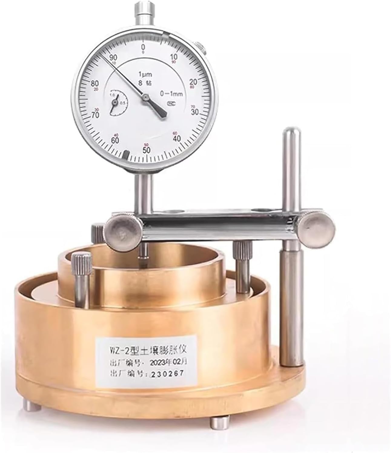 Soil Swelling Rate Tester, Moisture Content Measuring Tool, with Mechanical Micrometer & Brass Measuring Cup, Detachable Design, with Dial Indicator, for Laboratory, Geotechnical