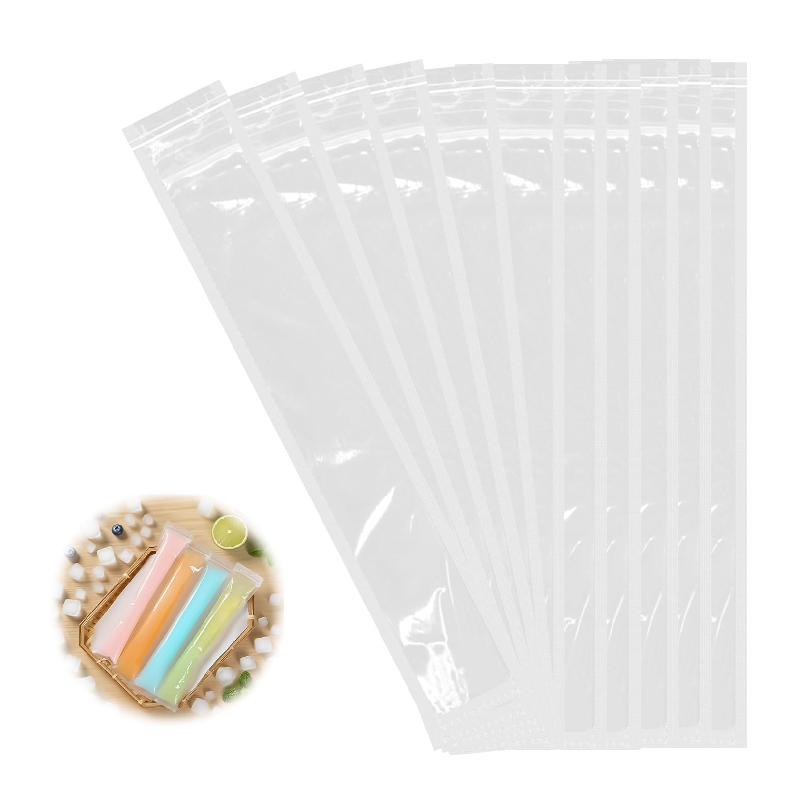 200 Bolsas para Polos Flash Helado DIY (5.5x28cm) + 1 Embudo Plegable | Moldes para Helados Caseros Sin BPA, Bolsas de Plástico Desechables para Postres Congelados y Meriendas Infantiles