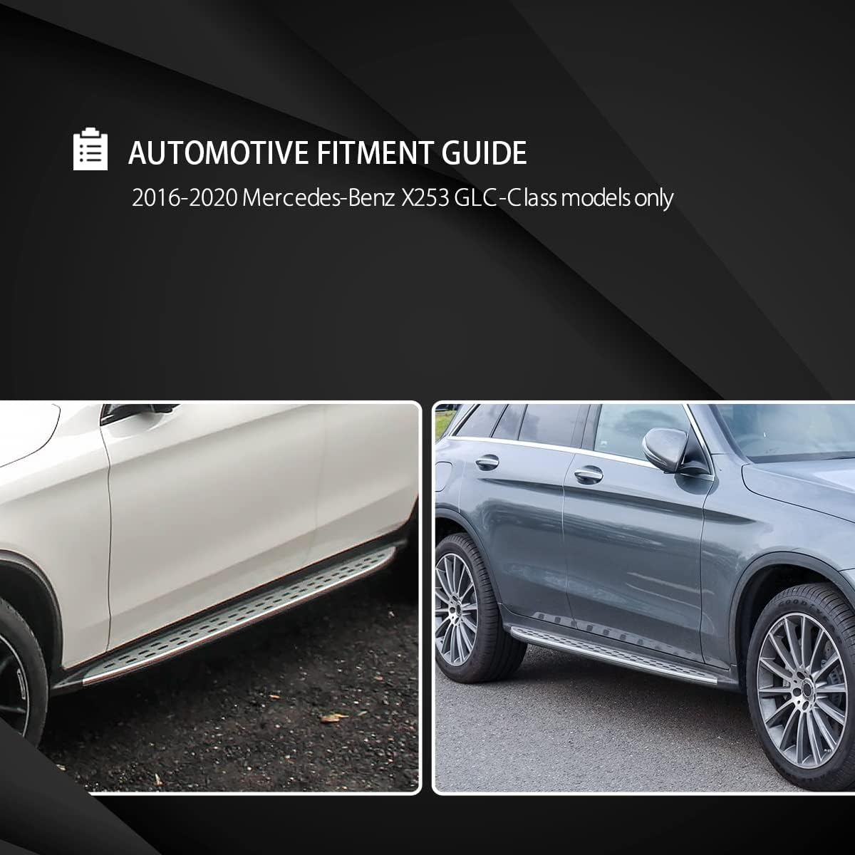 Autozensation Compatible with Mercedes Benz GLC X253 2016-2020, Aluminum Running Boards Side Step Nerf Bar