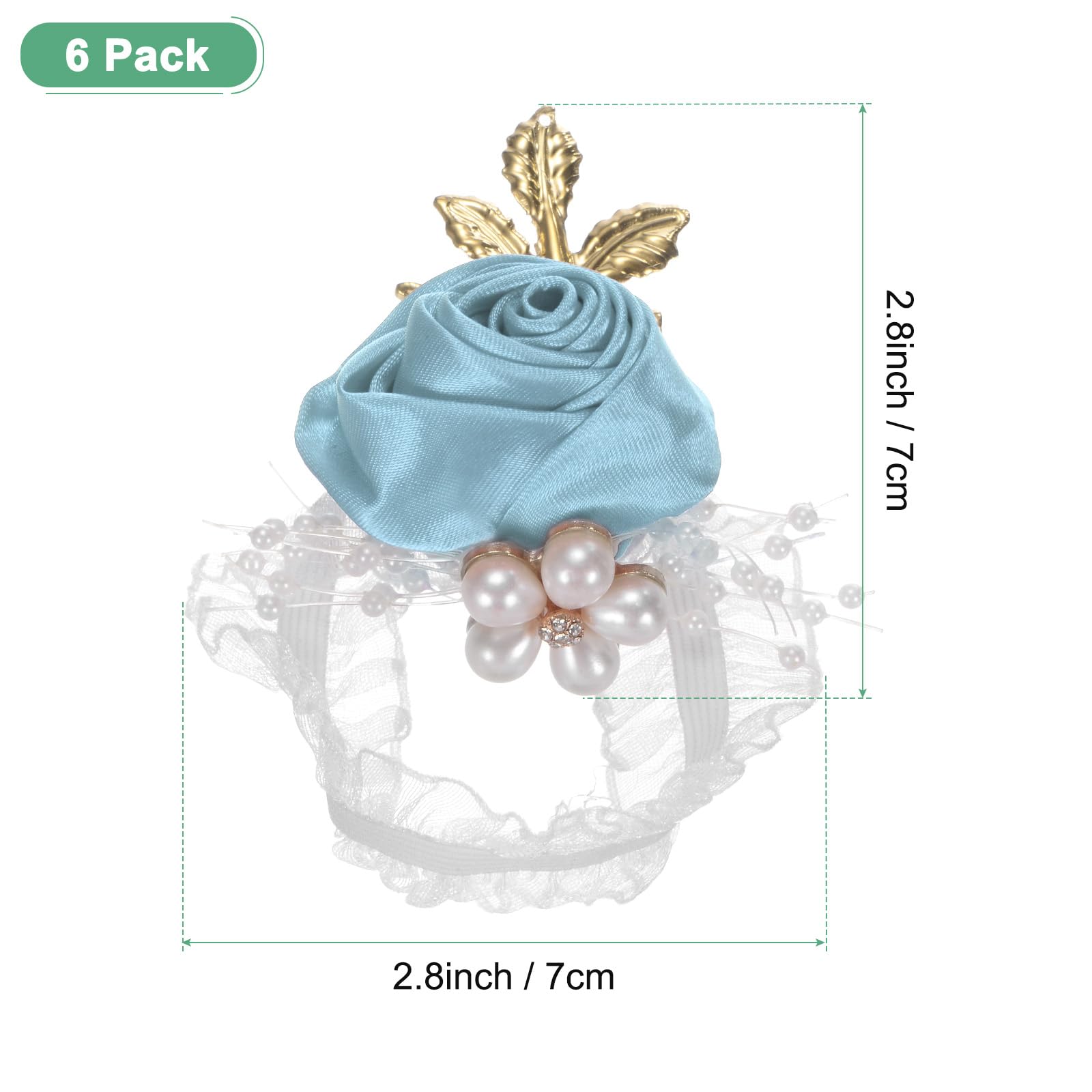 M METERXITY 6-Pack Wrist Corsage Bracelets, Artificial Flower Corsage Wristlets for Wedding/Prom/Party - Image 3