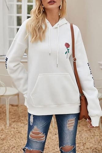 Miniatura 7 de ZAFUL Sudadera con capucha de forro polar unisex con estampado de letras rosas y bolsillo de canguro para hombre