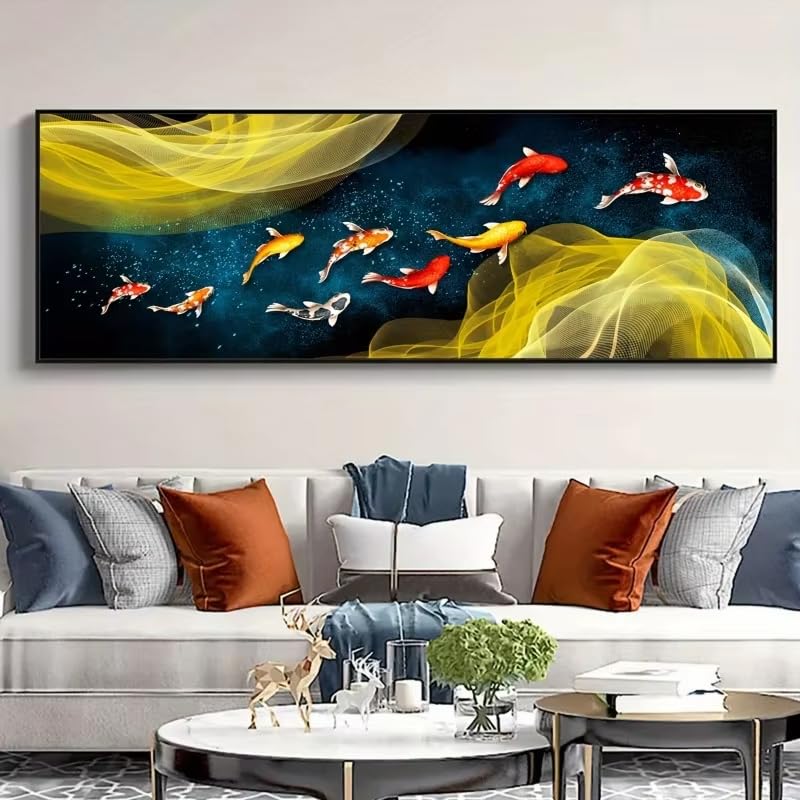 Toile carpe Koi pour habiller un grand mur vide affiche Feng Shui