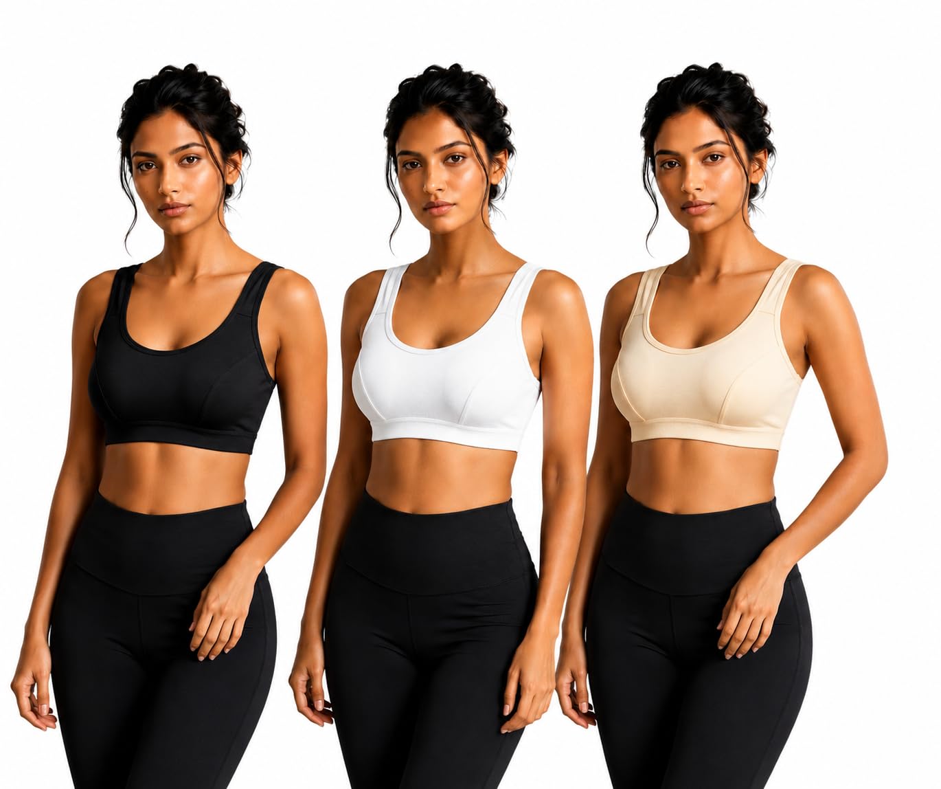 Women's Cotton Sports Bra, Non-Wired, Non- Padded, Yoga, Gym, Running & Fitness Activewear Bra (Pack of 3)-picture-32