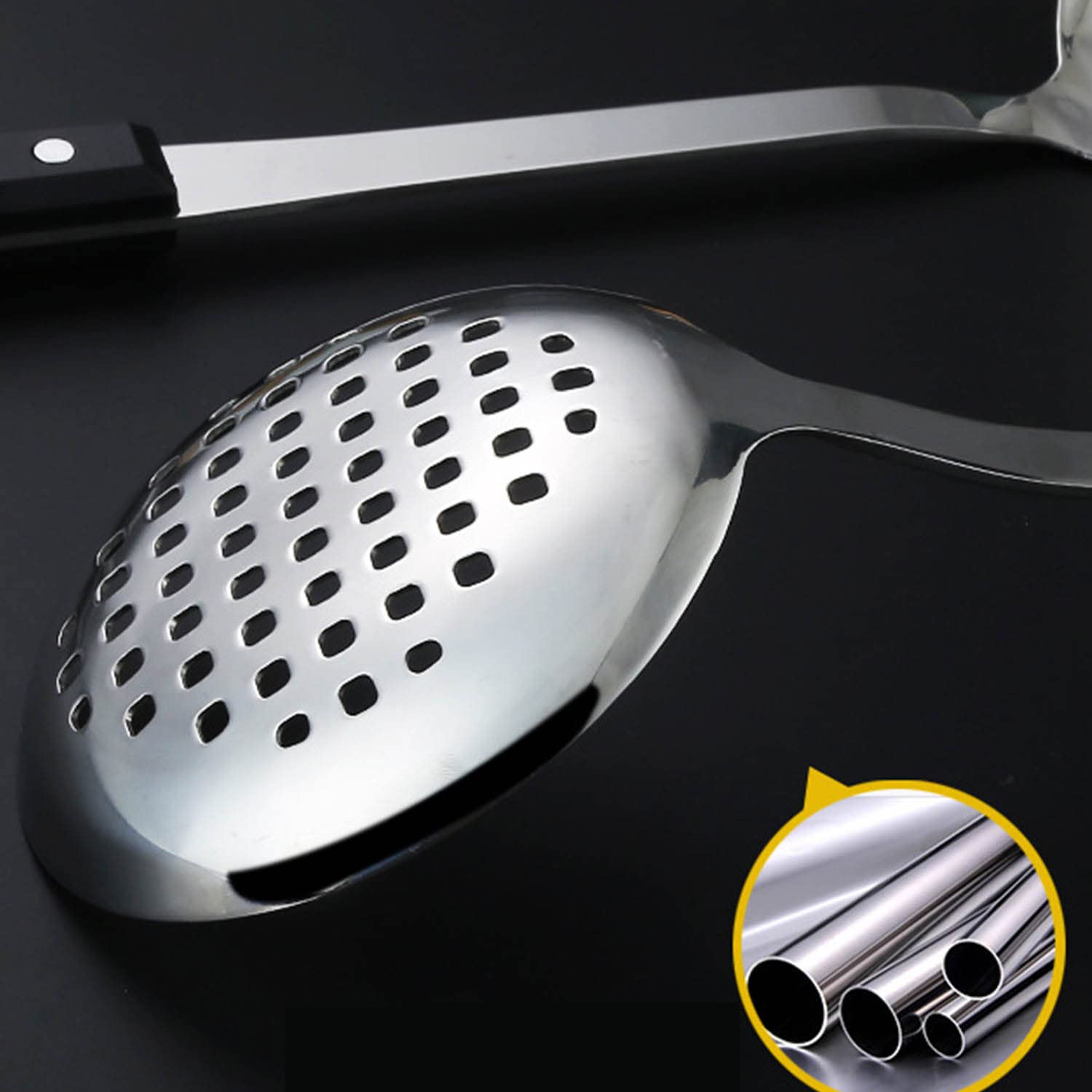 Set di Utensili da Cucina Acciaio Inossidabile Stoviglie Include Cucchiaio Scanalato Spatola Scanalata Spatola Grande Cucchiaio Mestolo, Confezione da 5