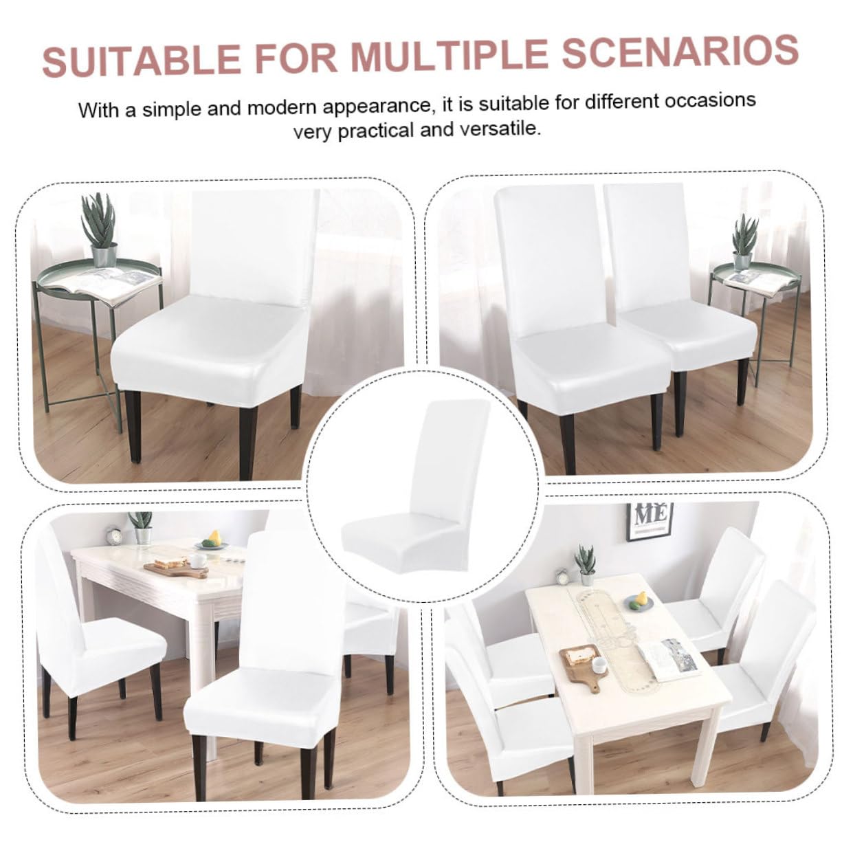 ABOOFAN Fundas de Silla de PU Elásticas 4 Piezas para Comedor
