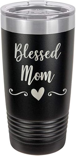 Taza de viaje con grabado láser con pajita y texto en inglés "BlessSED MOM 20oz" con divertidas citas para comparar con la idea de regalo del día de