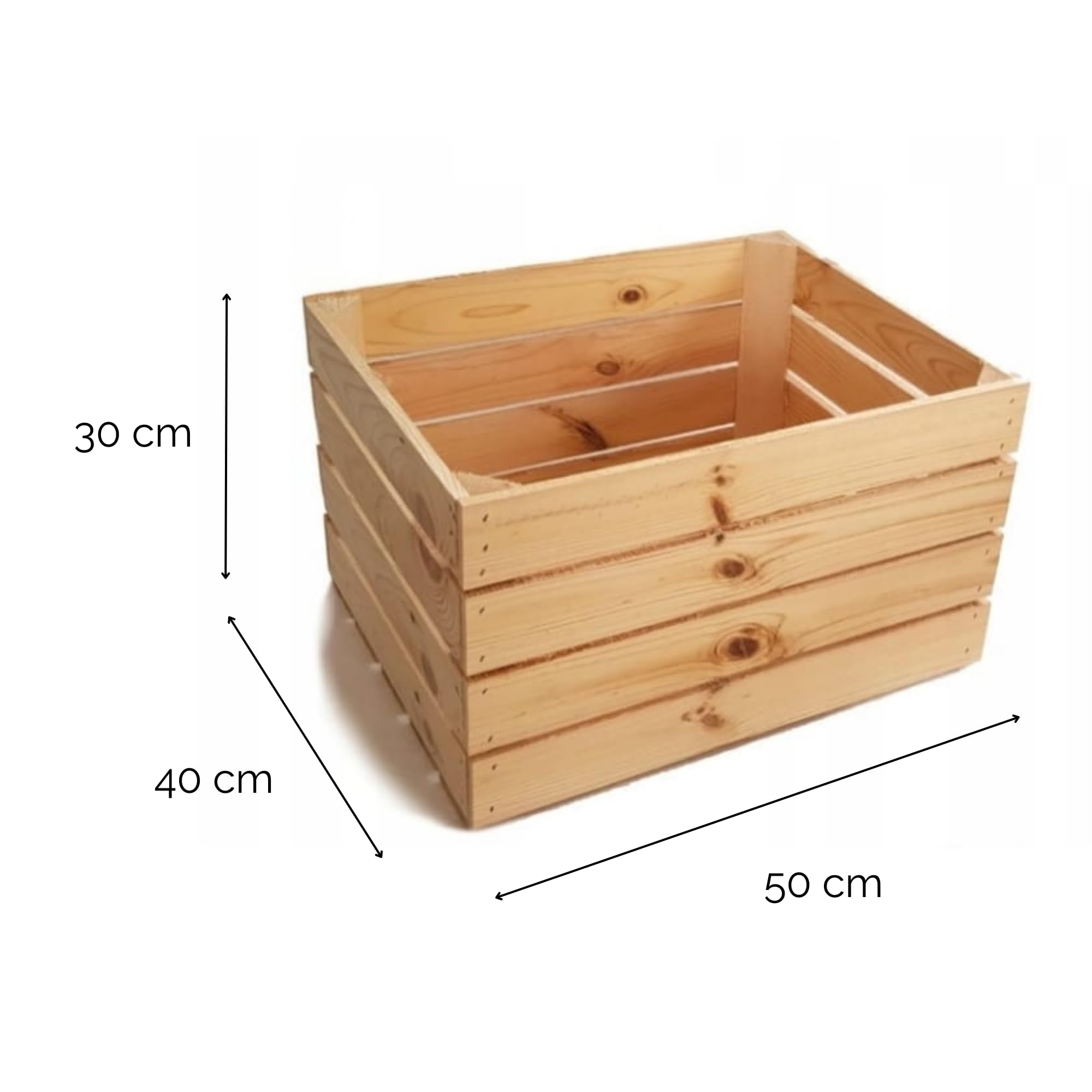 3 Stück Holzkisten B:50xH:30xT:40 Geschenkkorb Leer Kiste Groß Deko Weinkiste Holz Obstkiste Nature Box