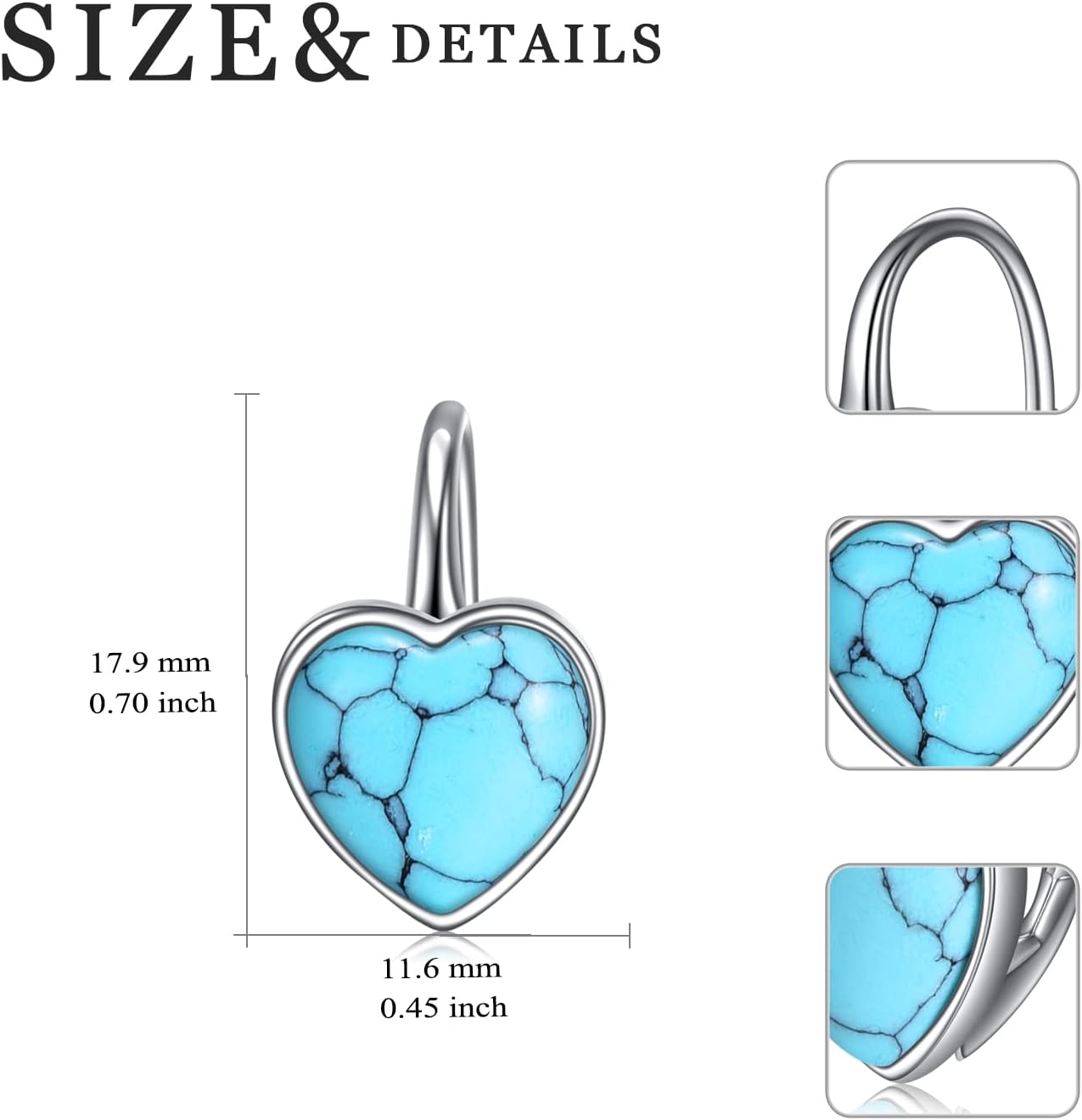 WINNICACA Leverback Earrings for Wonen 925 Sterling Silver Tree of Life Earrings Dangle Drop Turquoise Moonstone Moss Agate Heart Jewelry Gifts for Women Anniversary Birthday Christmas - Image 5