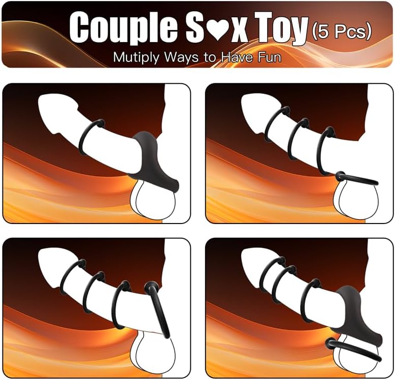 Sex Toys Penis Rings for Men, 5 Sizes Premium Silicone Cock Ring Set Cockring Cock Sleeve Mens Sex Toys Juguetes Sexuales, Male Sex Toys Cock and Ball Ring Anillos para Pene Couples Adult Toys