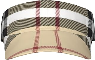 Gray Plaid Lines Printed Sunscreen Visor Hat UV Protection Sun Hat Adjustable Empty Top Sun Visor Cap for Summer Sport Outdoor, Black, One Size, Black, One Size