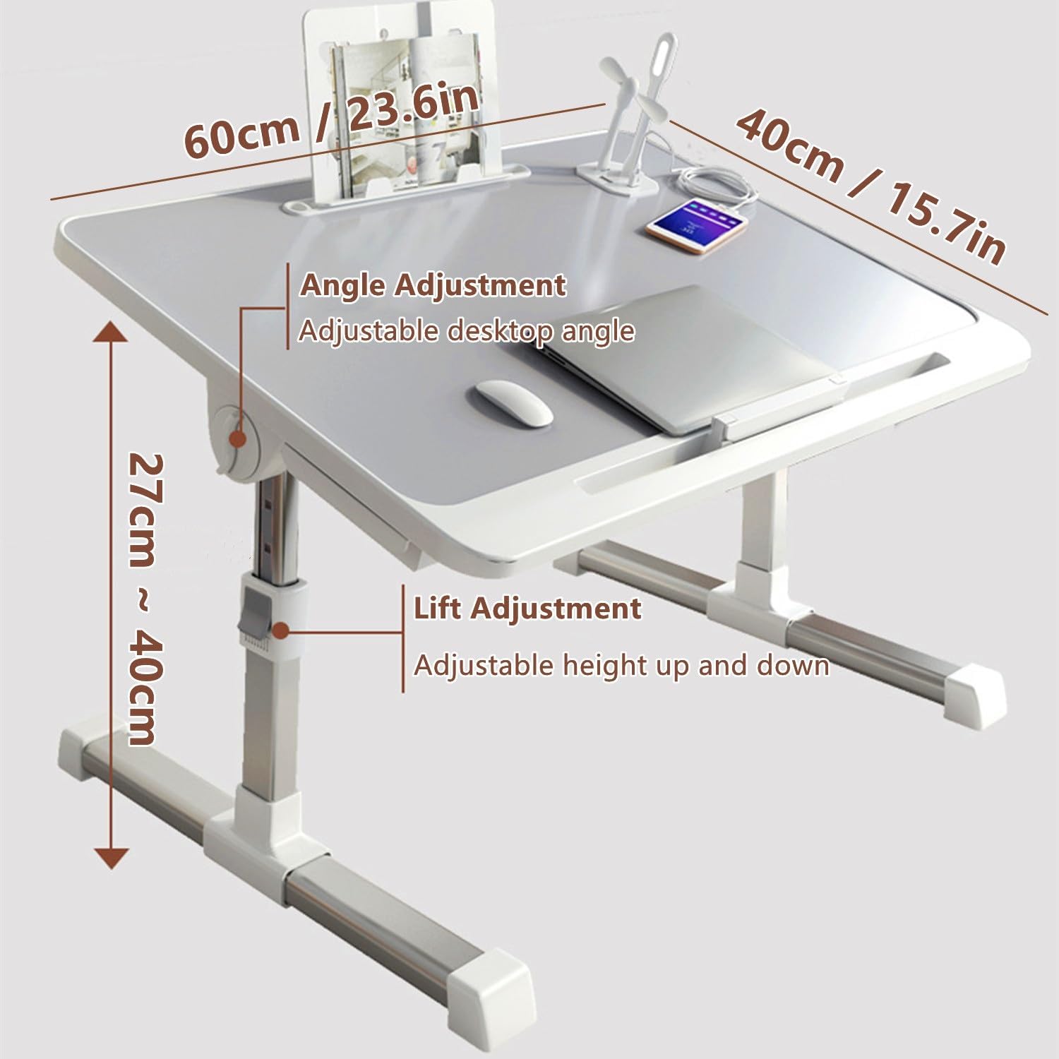 Folding TV Tray Table, Laptop Desk for Bed, Adjustable Computer Workstations, Standing Computer Desk Foldable Coffee Table Side Table for Home Office