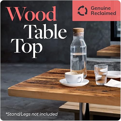 Miniatura 3 de Mesa de madera recuperada, pieza de madera reciclada rústica perfecta para cocinas, comedor y mesas auxiliares (mesa de madera recuperada,