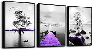 DZRWUBHS Wall Art, 3pcs 12x16in Black Framed Canvas, Modern Bathroom Wall Decor Painting, Abstract Wall Art for Living Room, Bedroom, Kitchen, Dormitory