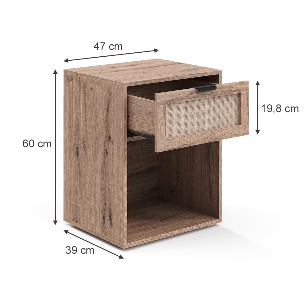 Vicco Comodino camera da letto Elven, Rovere, 47 x 60 cm