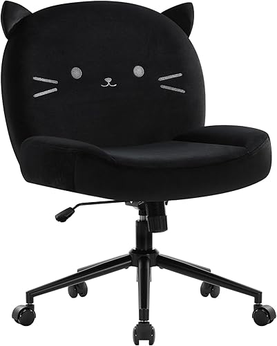 Miniatura 8 de IWMH Silla de escritorio de oficina sin brazos con ruedas, silla ergonómica de patas cruzadas para computadora con acolchado de tela, sillas de