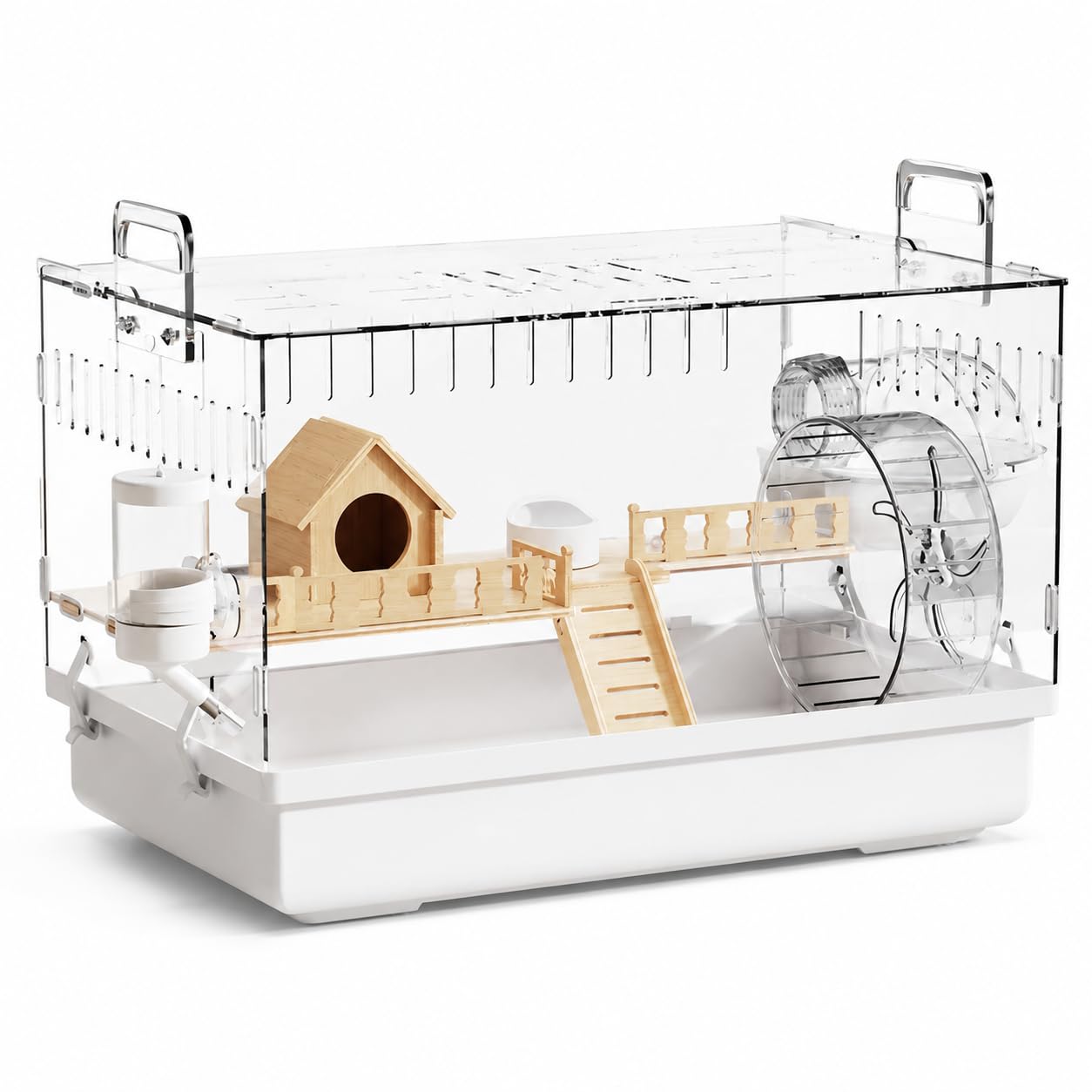 Gabbia Criceto Trasparente 2 Piani, Design anti, Habitat per gerbilli, Per stimolare curiosità, Villa anti-evasione da 47 cm con grande spazio