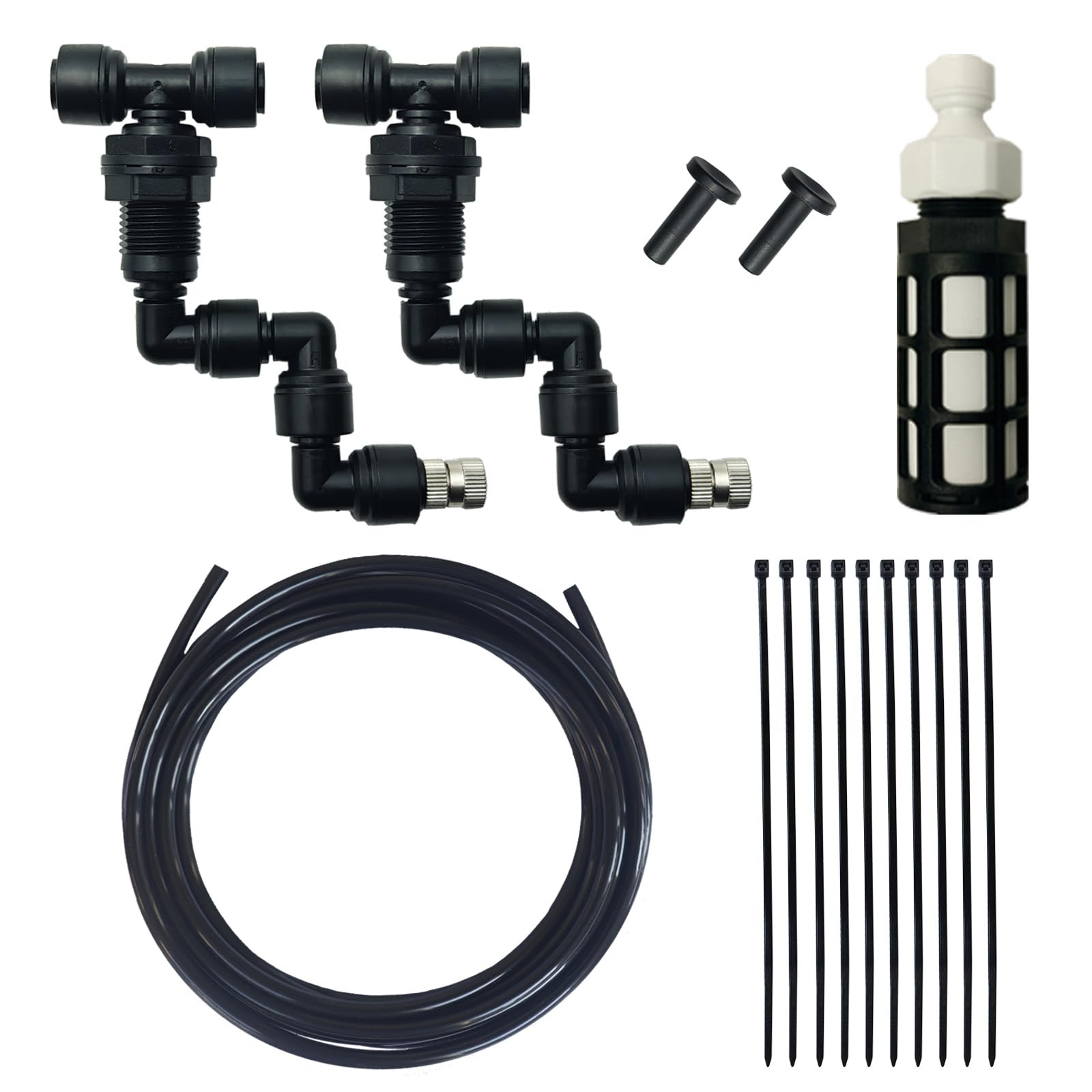 Eadabok Reptile Terrariums Misting Accessories kit, 2PCS Adjustable Reptile Mister Nozzles, with 16ft 1/4 inch Tube, Black