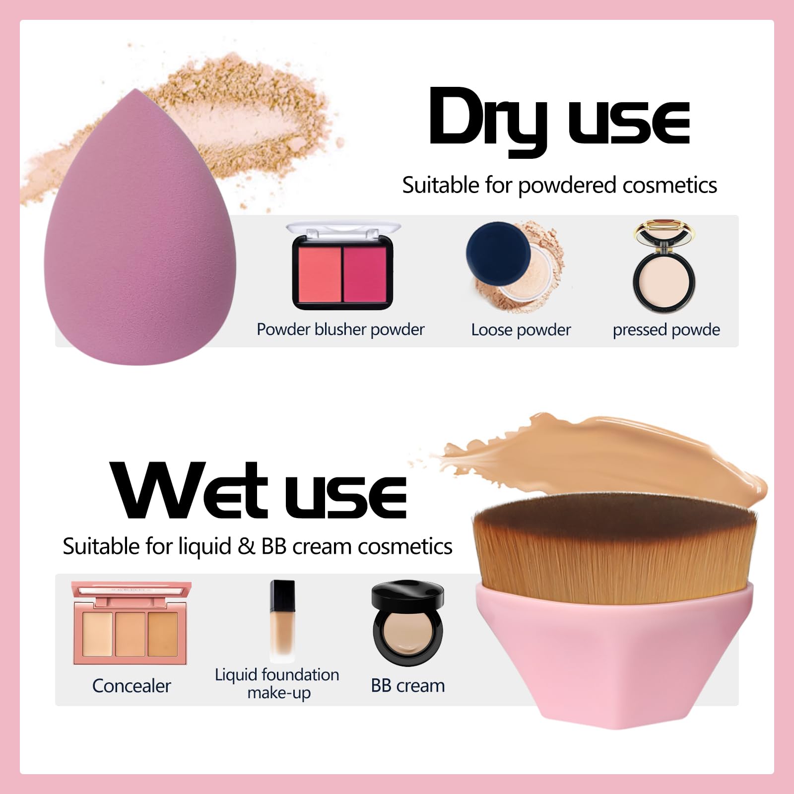 SruidyLady 4-Piece Reusable Makeup Sponge Set, Beauty Sponge for Liquid Foundation Powder & Sunscreen - Image 3